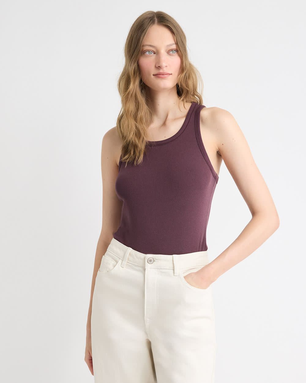 Crew-Neck Racerback Fitted Tank rw&co Exclusive Sale Price