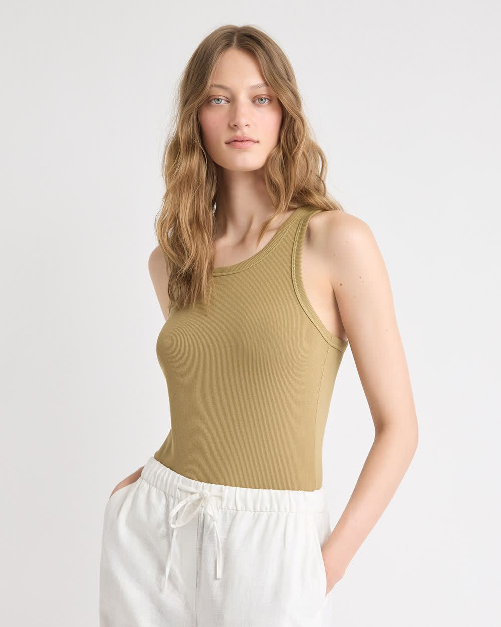Crew-Neck Racerback Fitted Tank rw&co Exclusive Sale Price