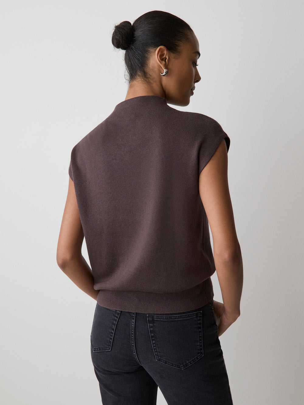 Sleeveless Mock-Neck Sweater with Buttons at Shoulder rw&co Great Value Deal
