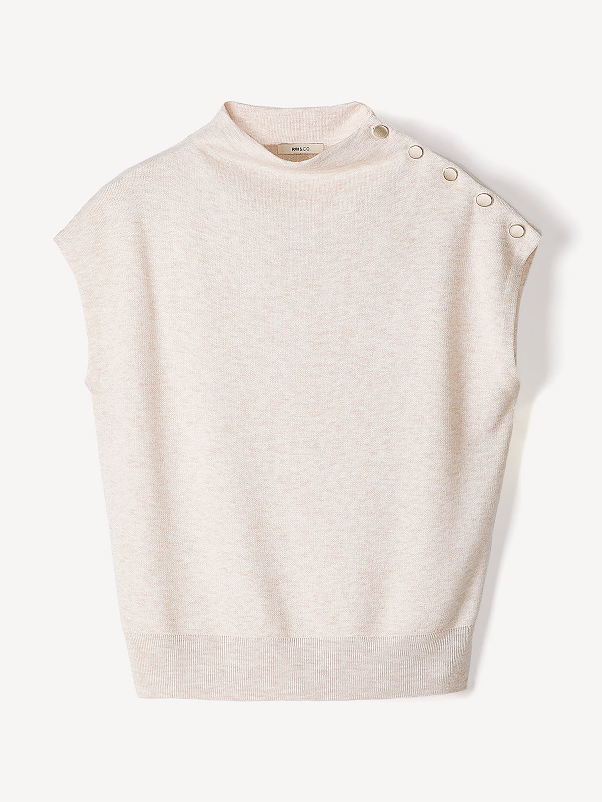 Sleeveless Mock-Neck Sweater with Buttons at Shoulder rw&co Great Value Deal
