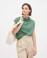 Sleeveless Mock-Neck Sweater with Buttons at Shoulder rw&co Great Value Deal