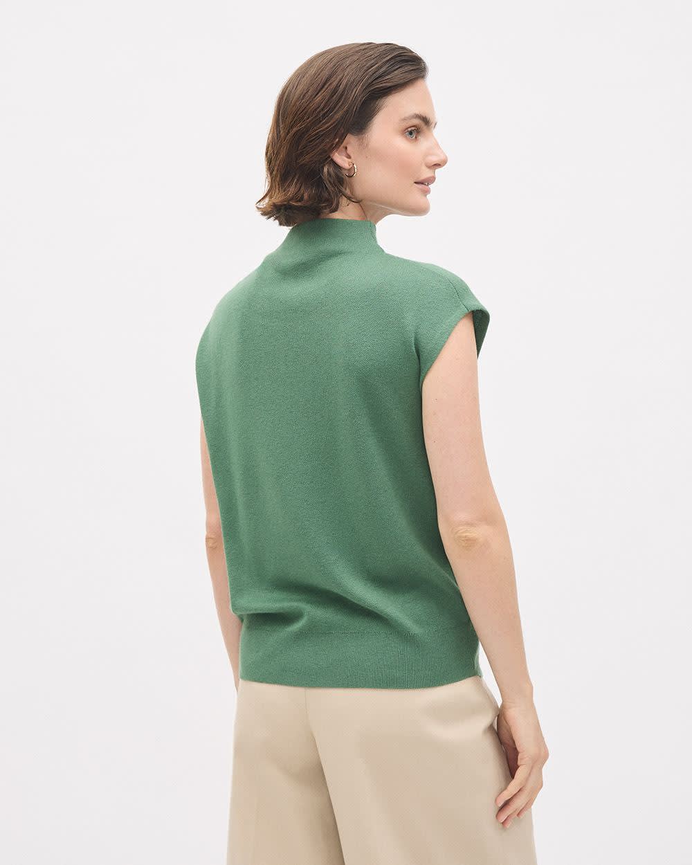 Sleeveless Mock-Neck Sweater with Buttons at Shoulder rw&co Great Value Deal