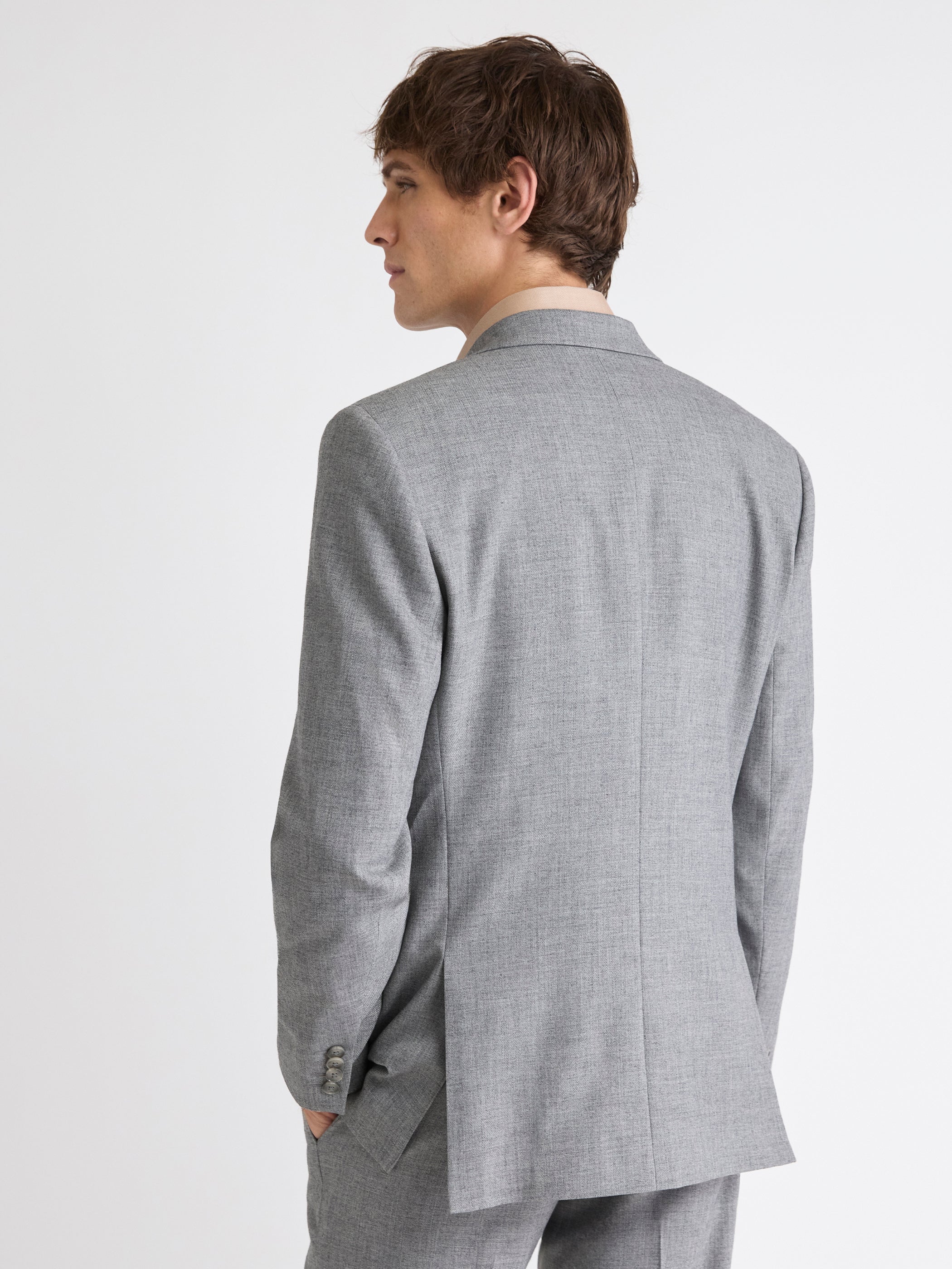 Tailored-Fit Grey Hopsack Suit Blazer rw&co Exclusive Sale Price