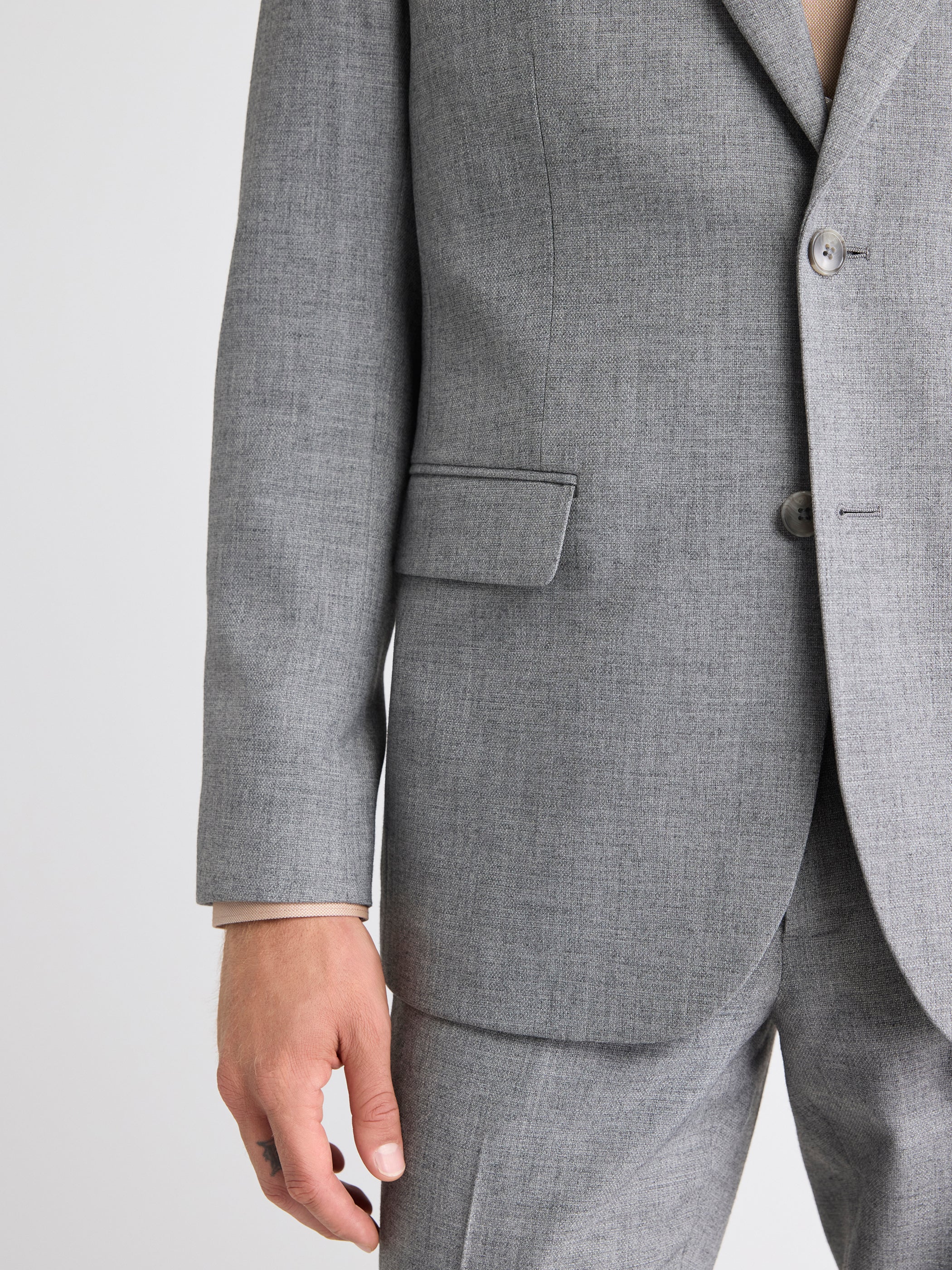 Tailored-Fit Grey Hopsack Suit Blazer rw&co Exclusive Sale Price