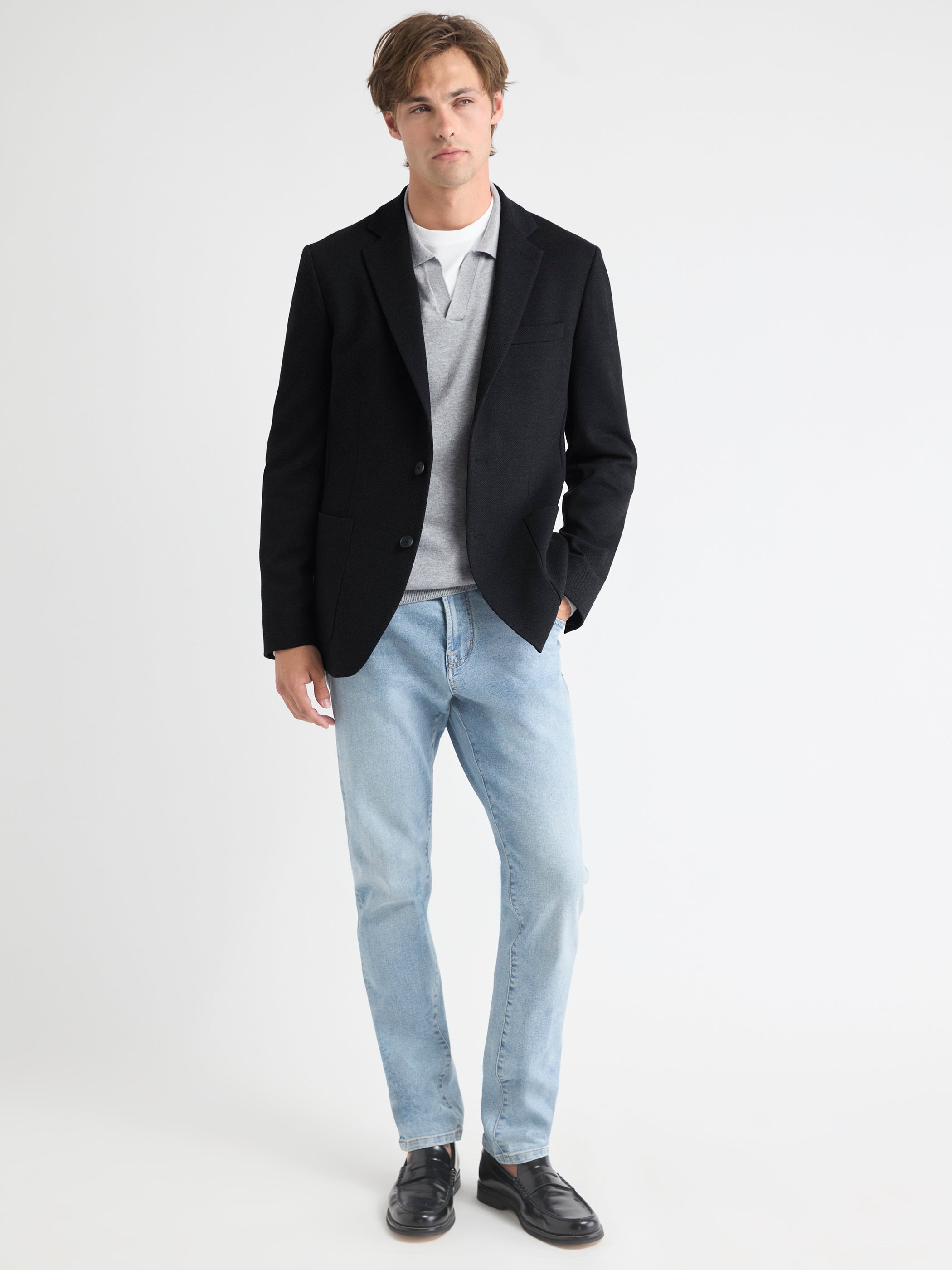 Slim-Fit Textured Knit Blazer rw&co Special Offer