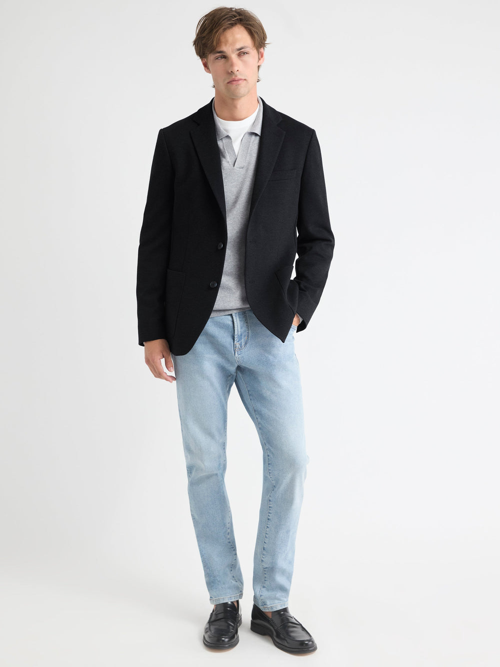 Slim-Fit Textured Knit Blazer rw&co Special Offer
