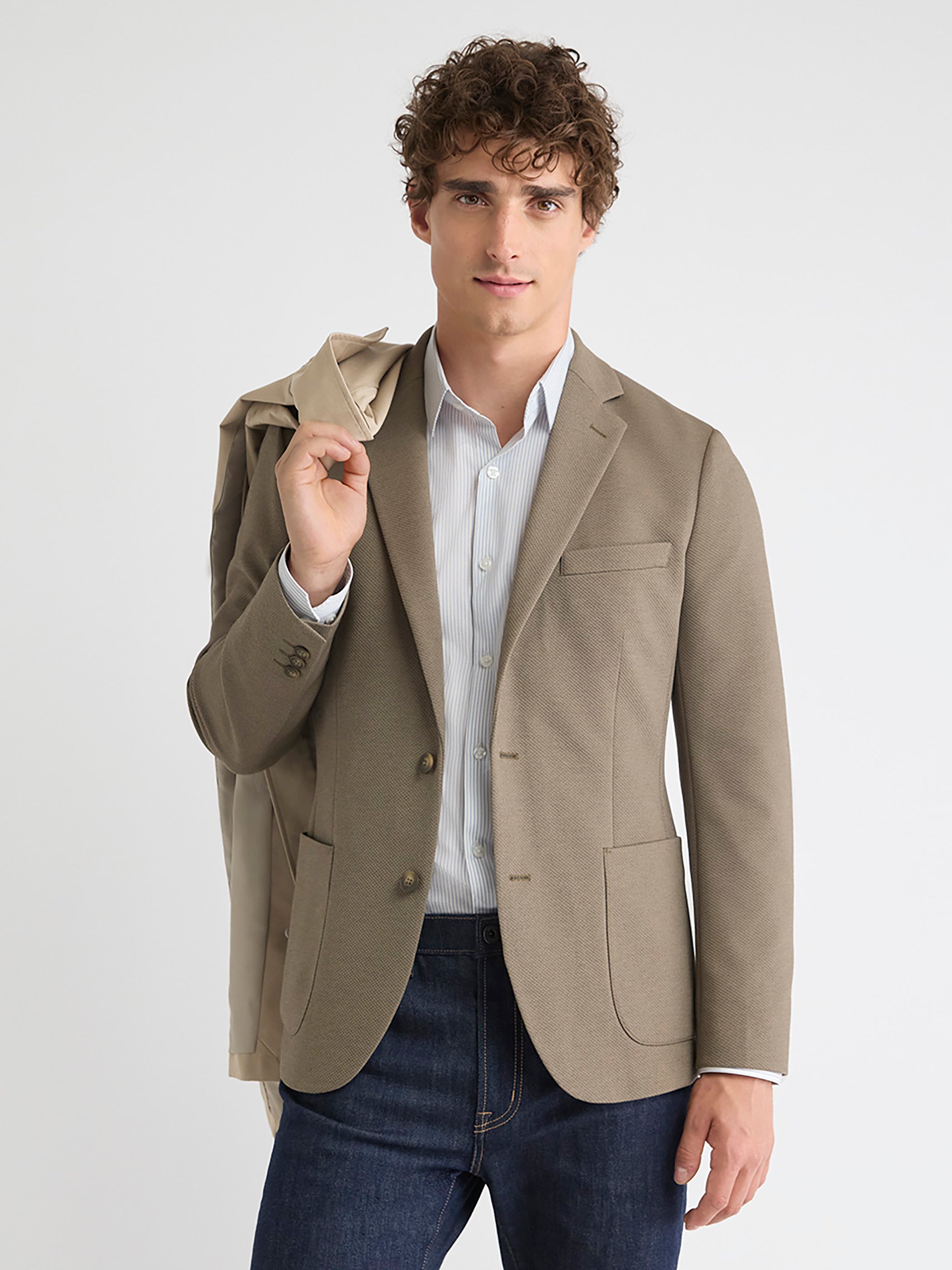 Slim-Fit Textured Knit Blazer rw&co Special Offer