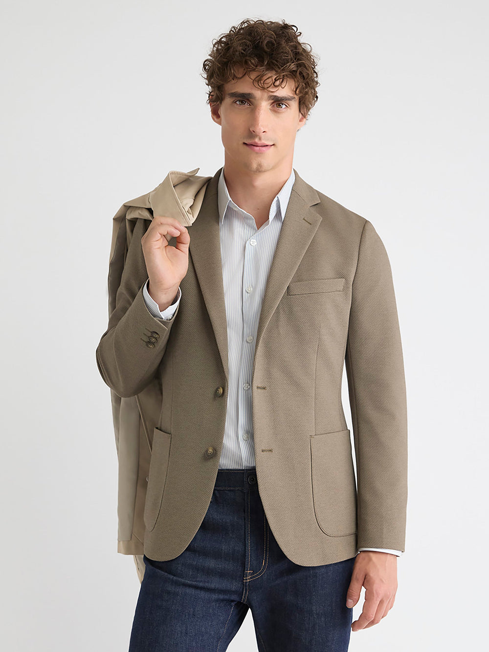 Slim-Fit Textured Knit Blazer rw&co Special Offer
