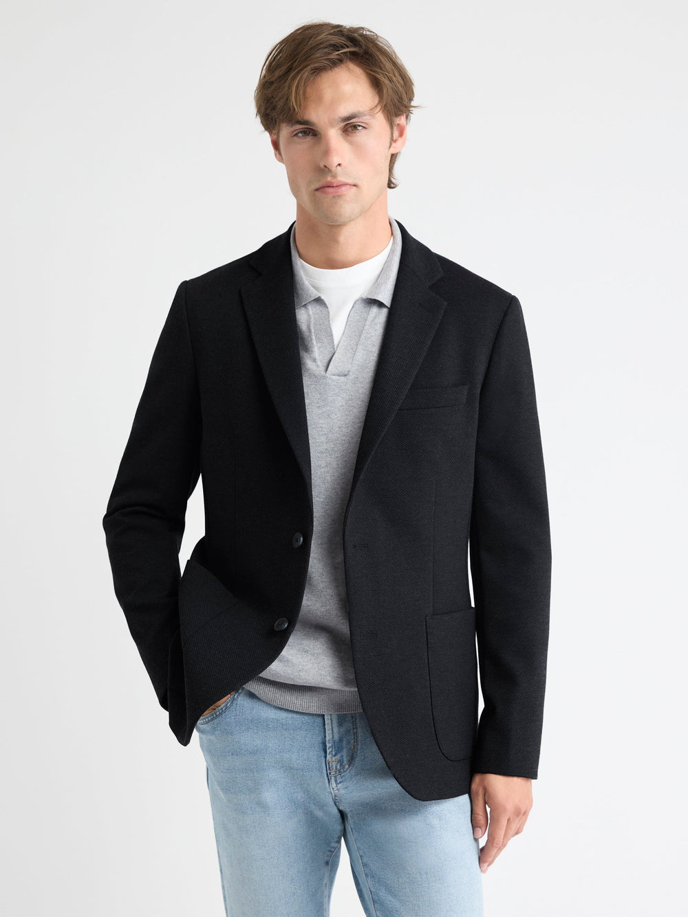 Slim-Fit Textured Knit Blazer rw&co Special Offer