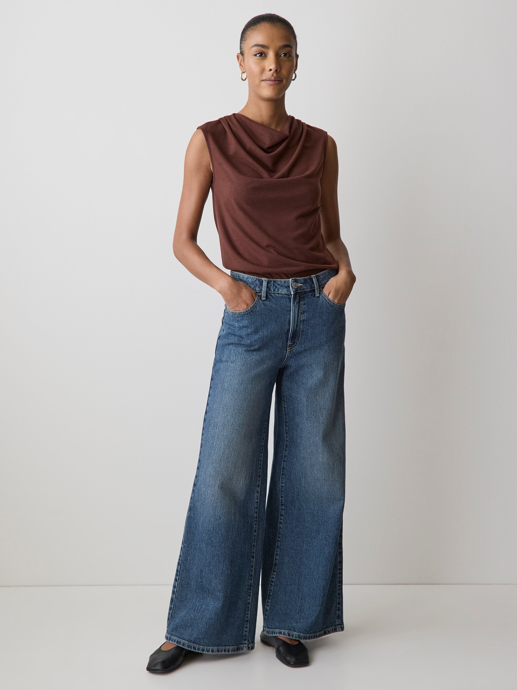 Medium-Wash High-Rise Ultra-Wide-Leg Jeans rw&co Great Value Deal