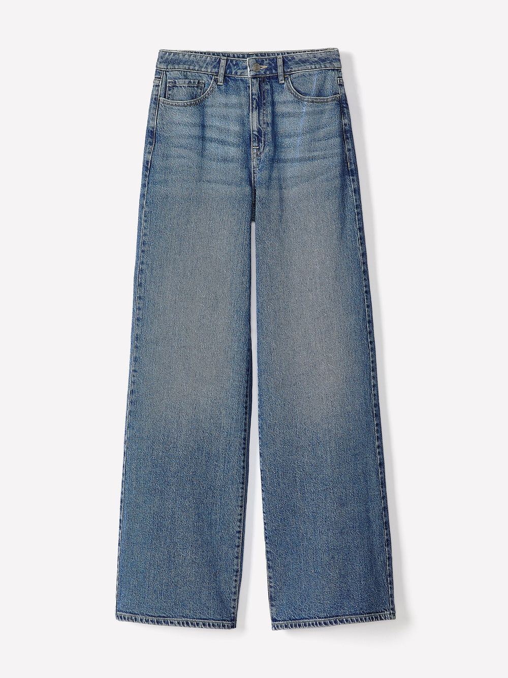 Medium-Wash High-Rise Ultra-Wide-Leg Jeans rw&co Great Value Deal