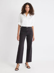 Dark Grey High-Rise Straight-Leg Jeans rw&co Limited Time Discount