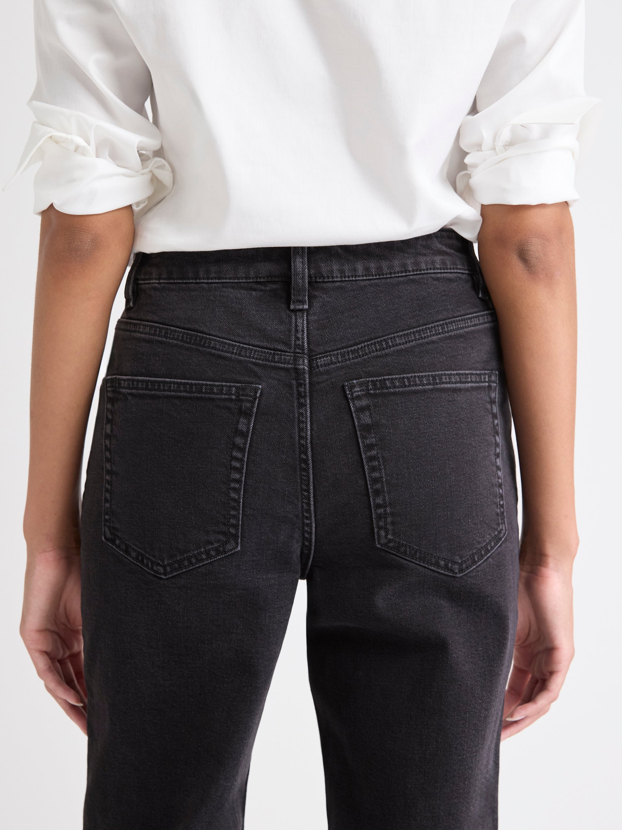 Dark Grey High-Rise Straight-Leg Jeans rw&co Limited Time Discount
