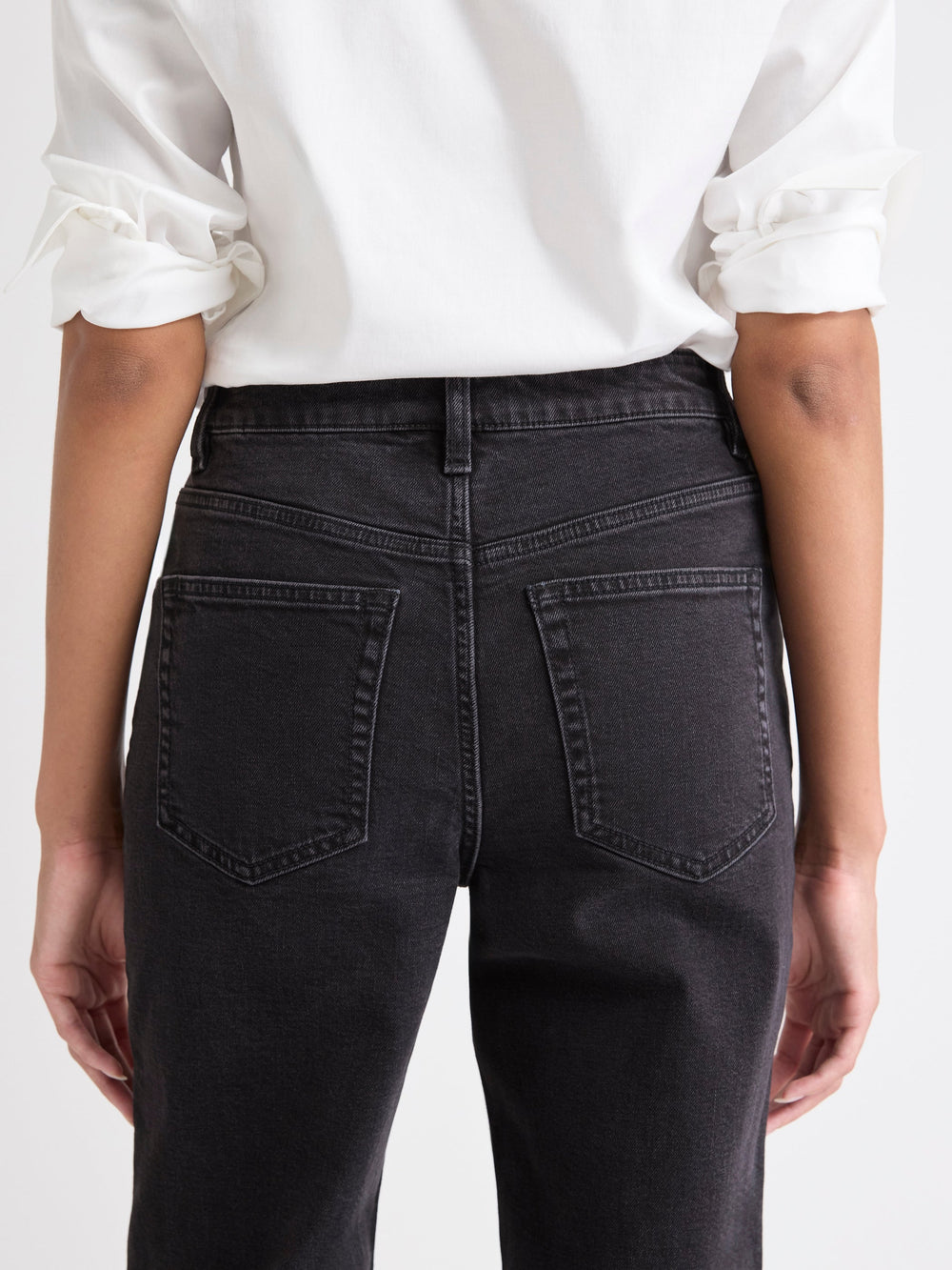 Dark Grey High-Rise Straight-Leg Jeans rw&co Limited Time Discount
