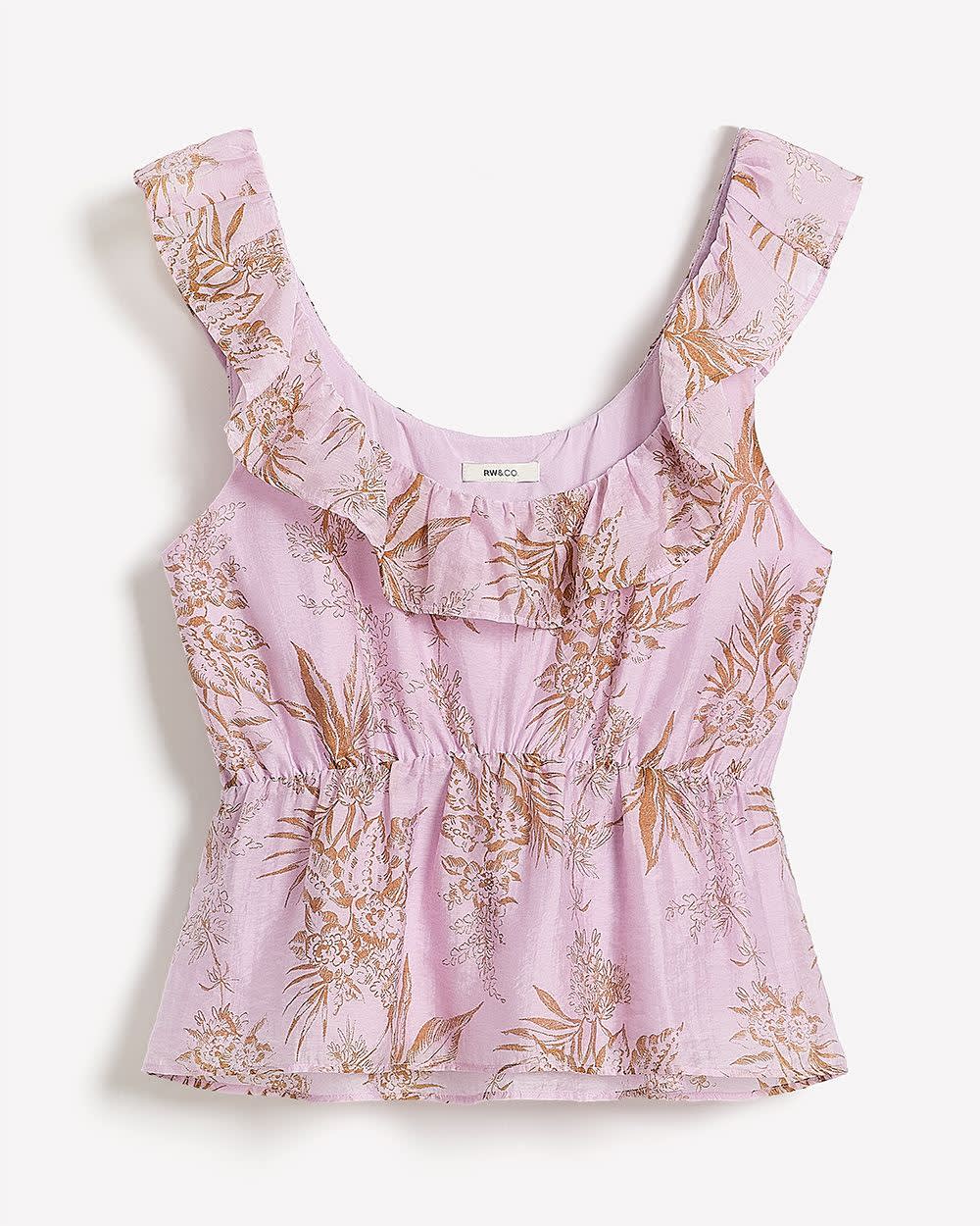 Sleeveless U-Neck Empire-Cut Blouse with Ruffles rw&co Exclusive Sale Price