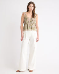 Sleeveless U-Neck Empire-Cut Blouse with Ruffles rw&co Exclusive Sale Price