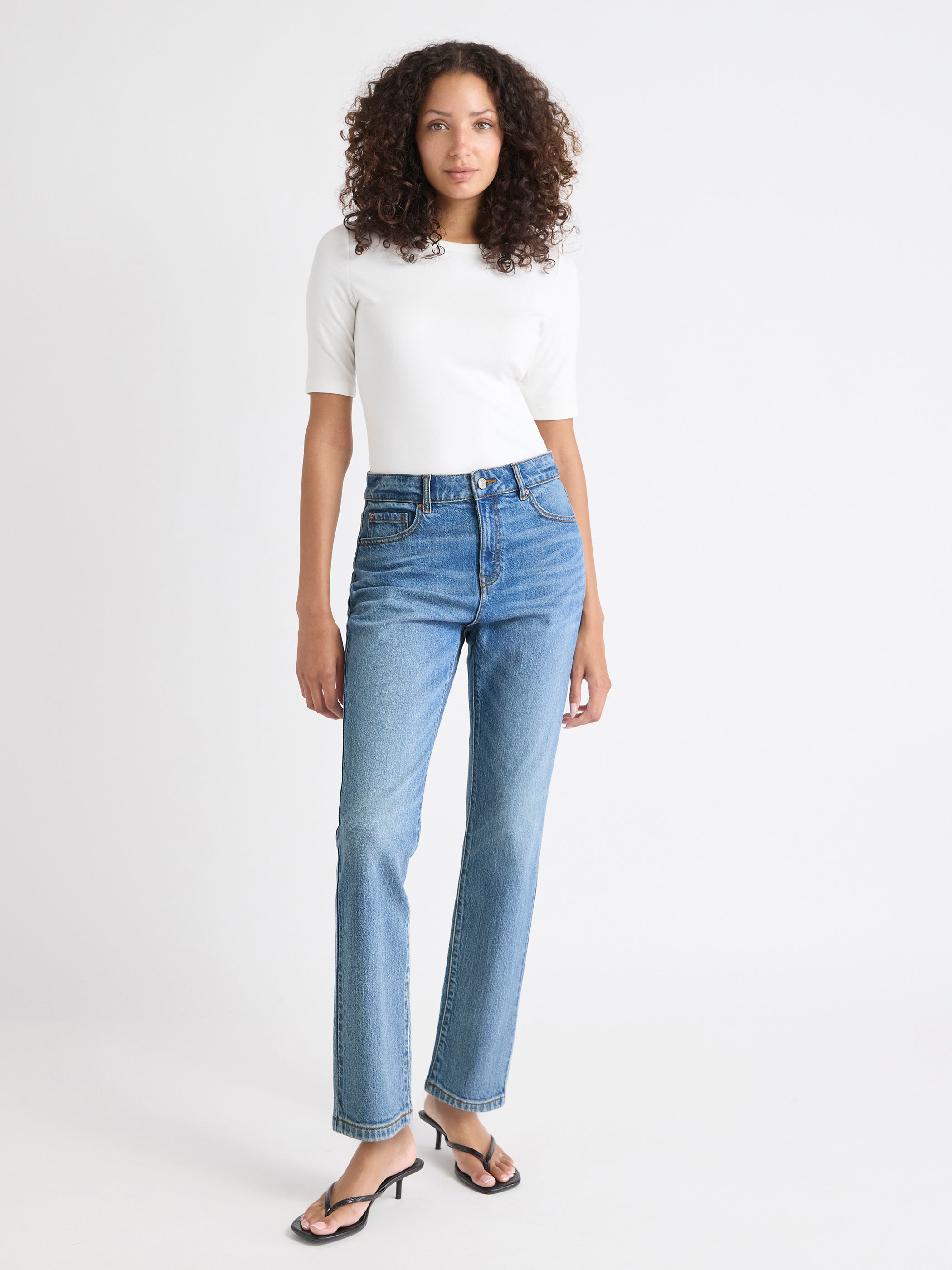 Slim-Leg High-Rise Jeans rw&co Special Promo Price