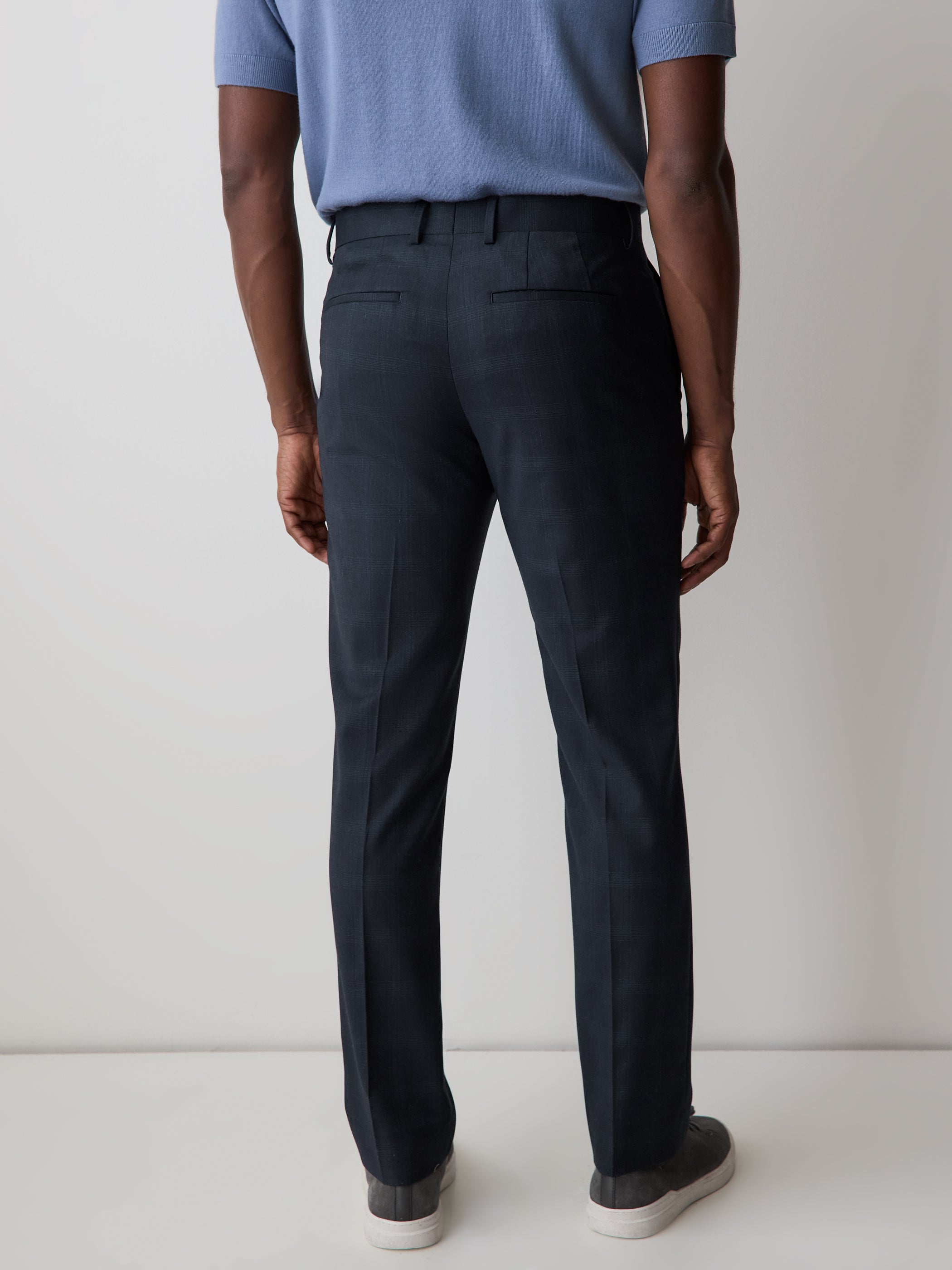 Slim Fit Navy Checkered Suit Pant rw&co Special Promo Price