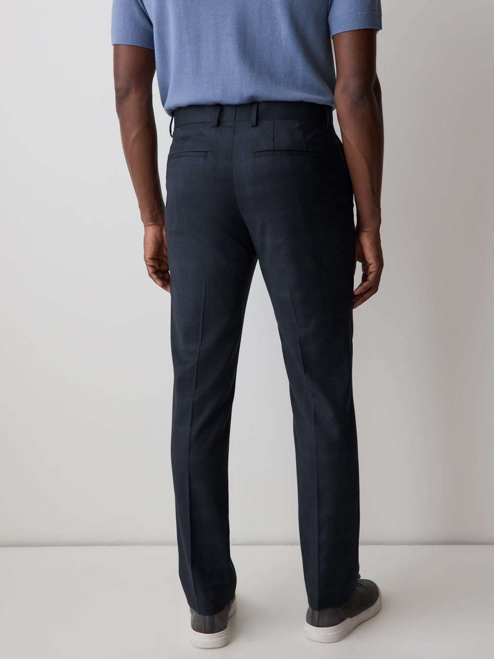 Slim Fit Navy Checkered Suit Pant rw&co Special Promo Price