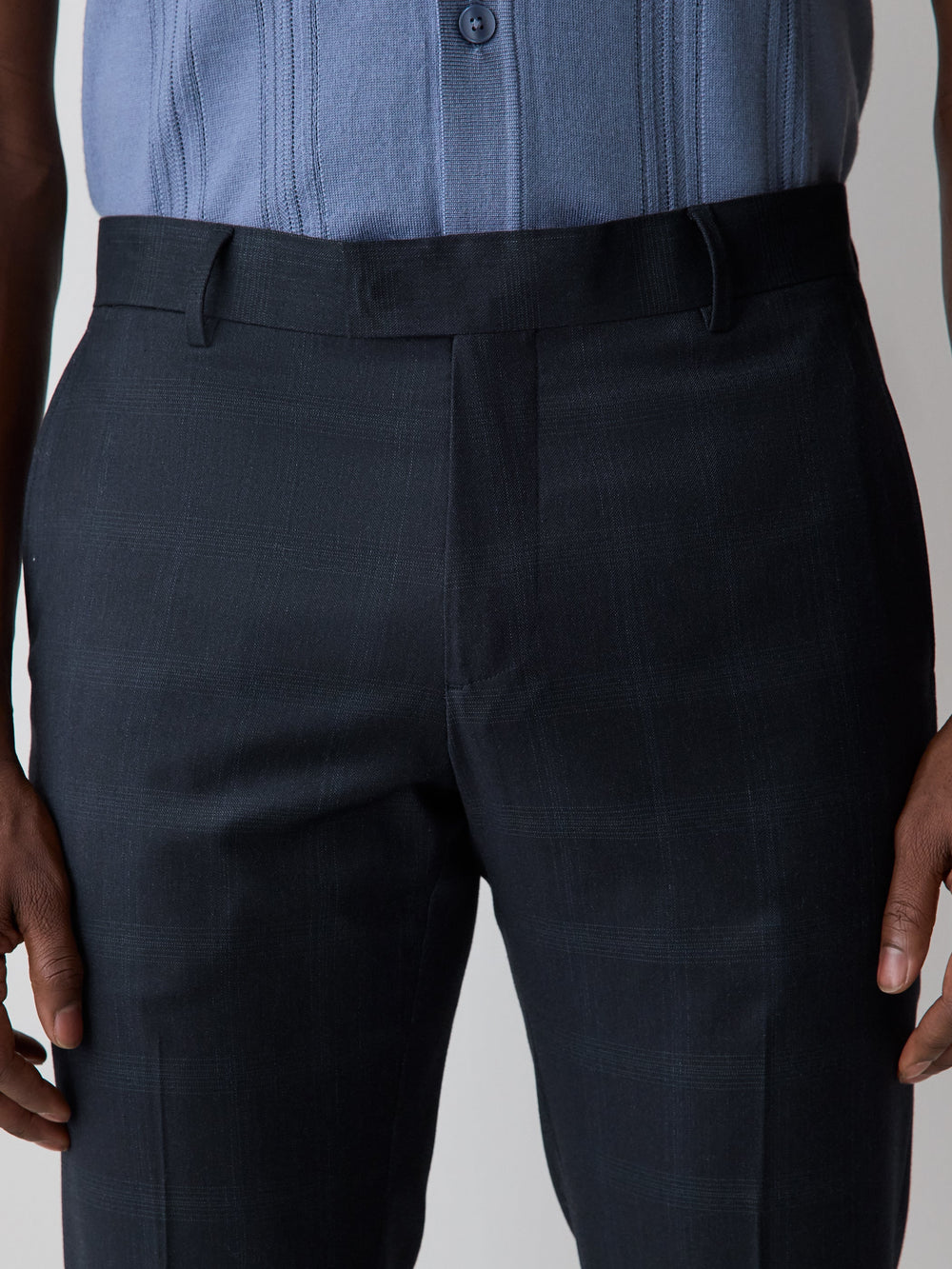 Slim Fit Navy Checkered Suit Pant rw&co Special Promo Price