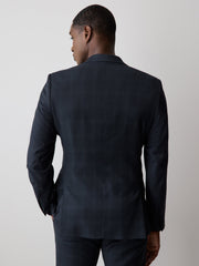 Slim Fit Navy Checkered Suit Blazer rw&co Special Promo Price