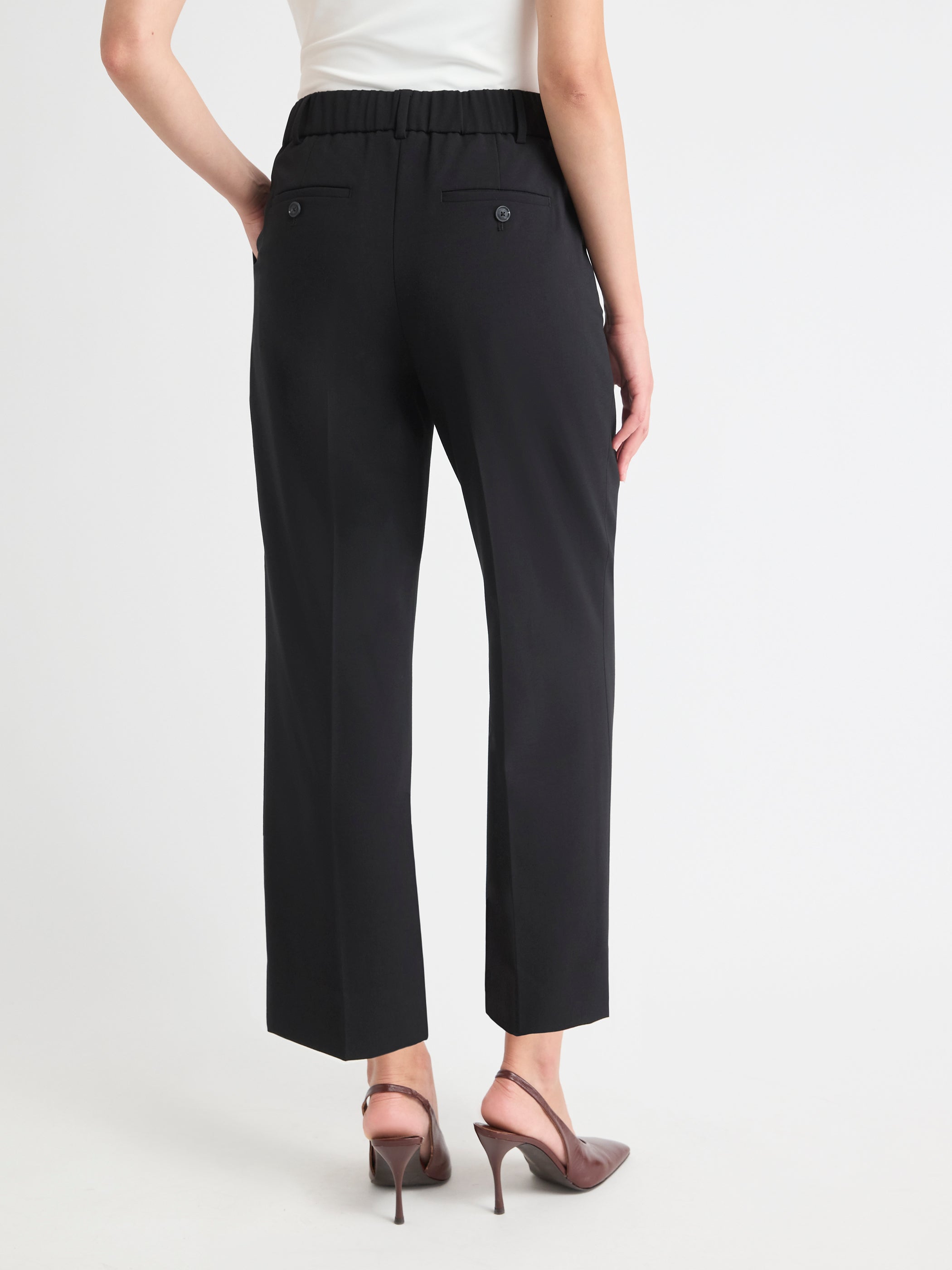 Black Mid-Rise Straight-Leg Cropped Pant rw&co Great Value Deal