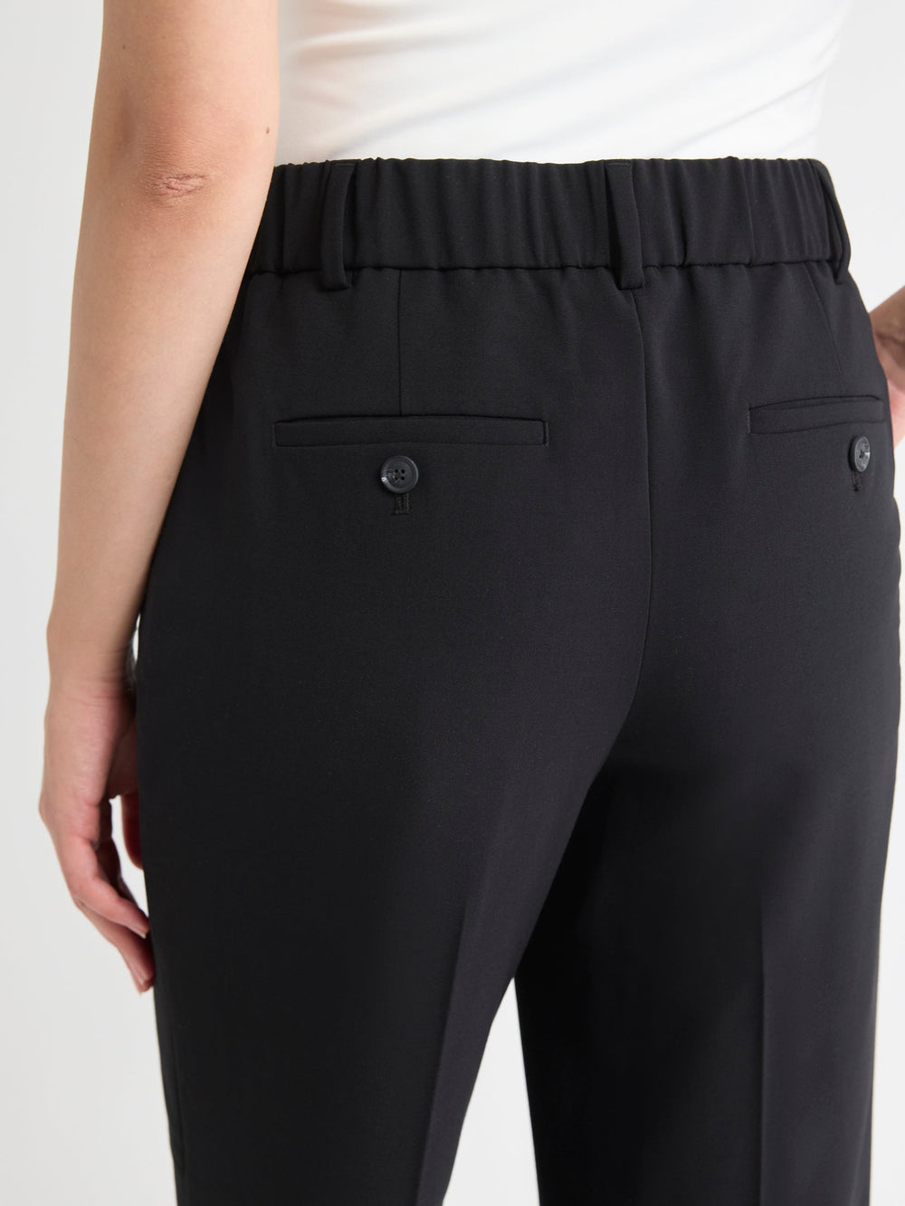Black Mid-Rise Straight-Leg Cropped Pant rw&co Great Value Deal