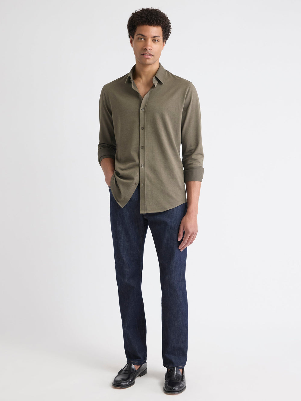 Long-Sleeve Piqué-Knit Shirt rw&co On Sale