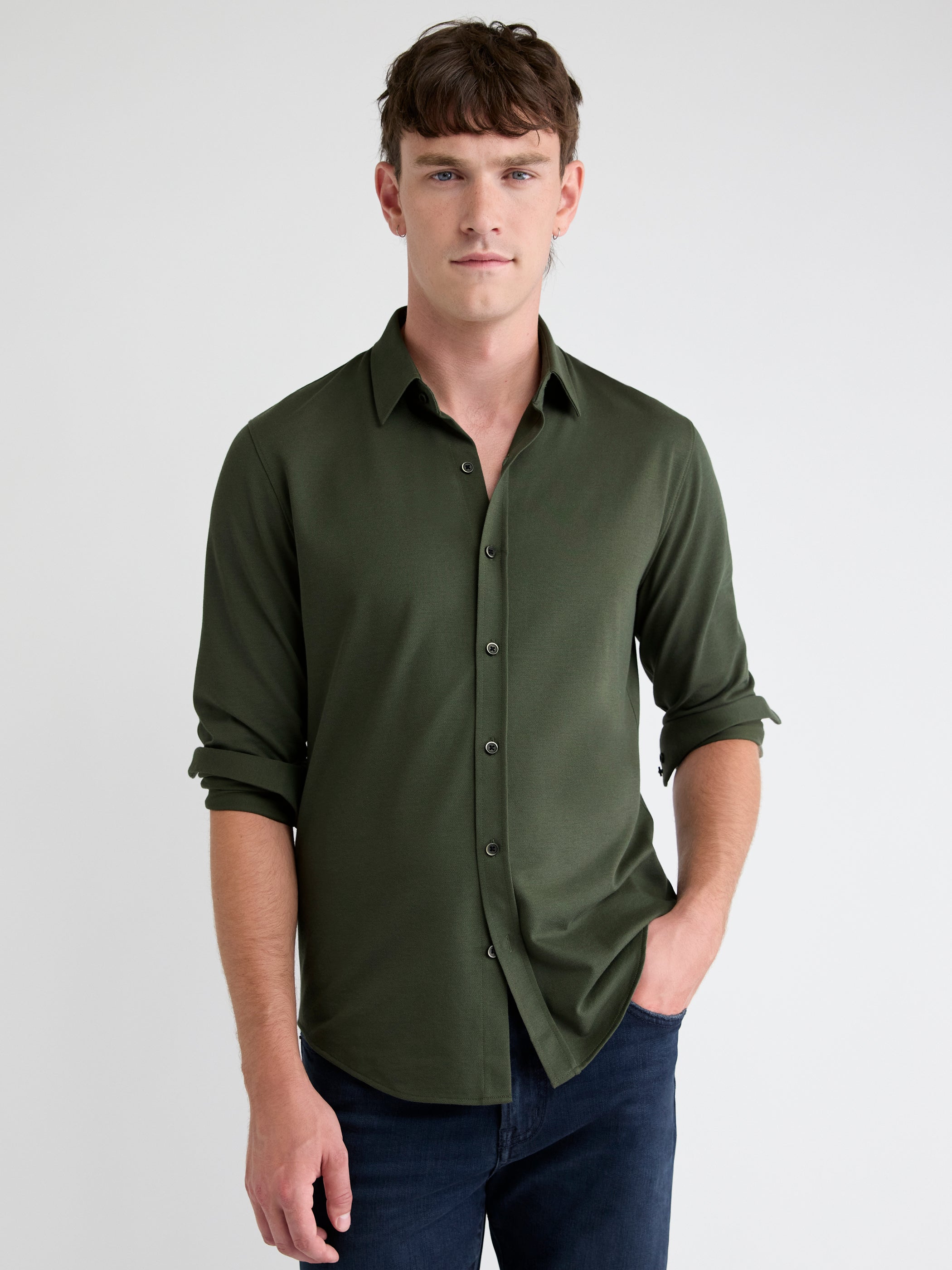 Long-Sleeve Piqué-Knit Shirt rw&co On Sale