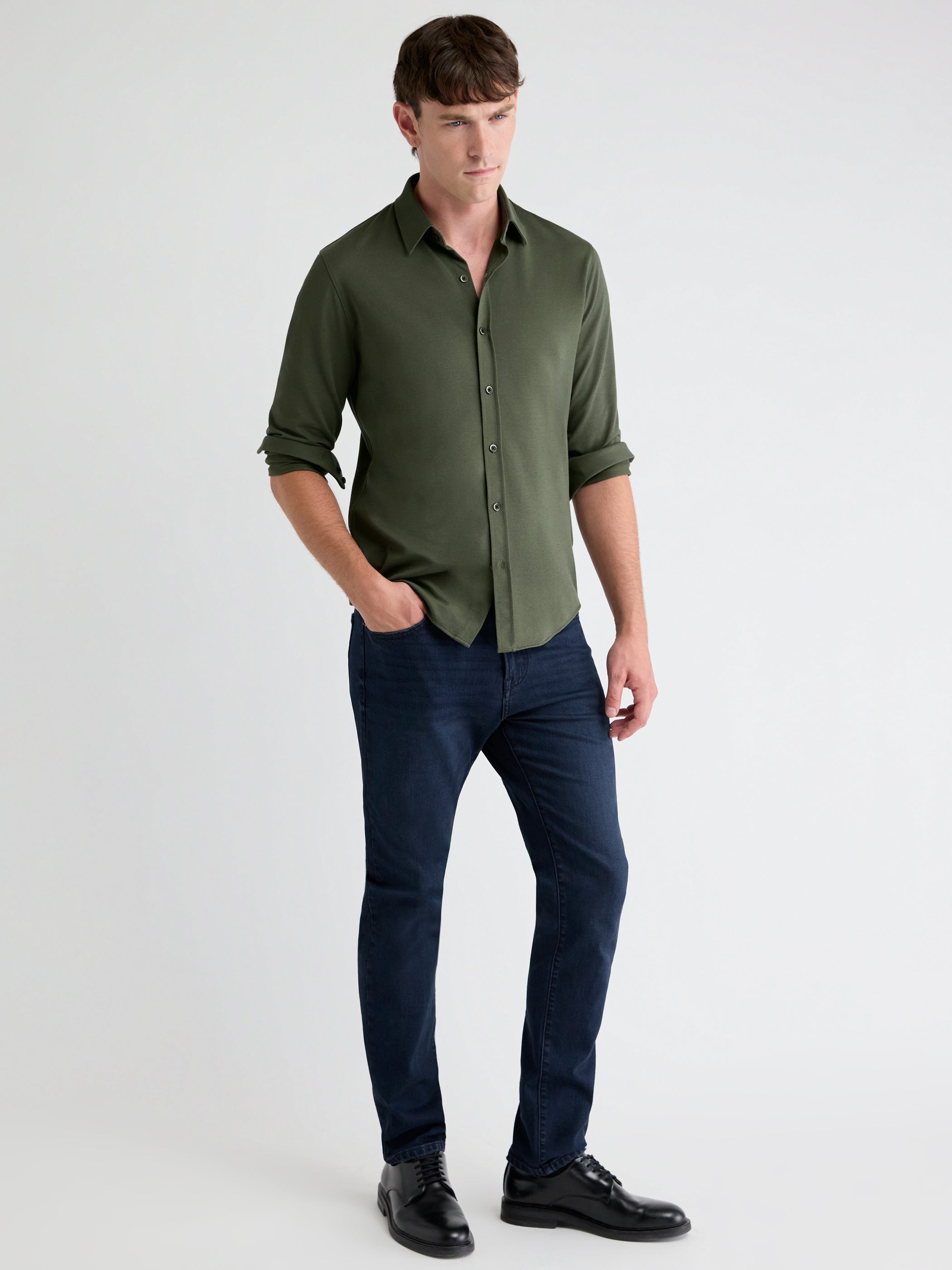 Long-Sleeve Piqué-Knit Shirt rw&co On Sale