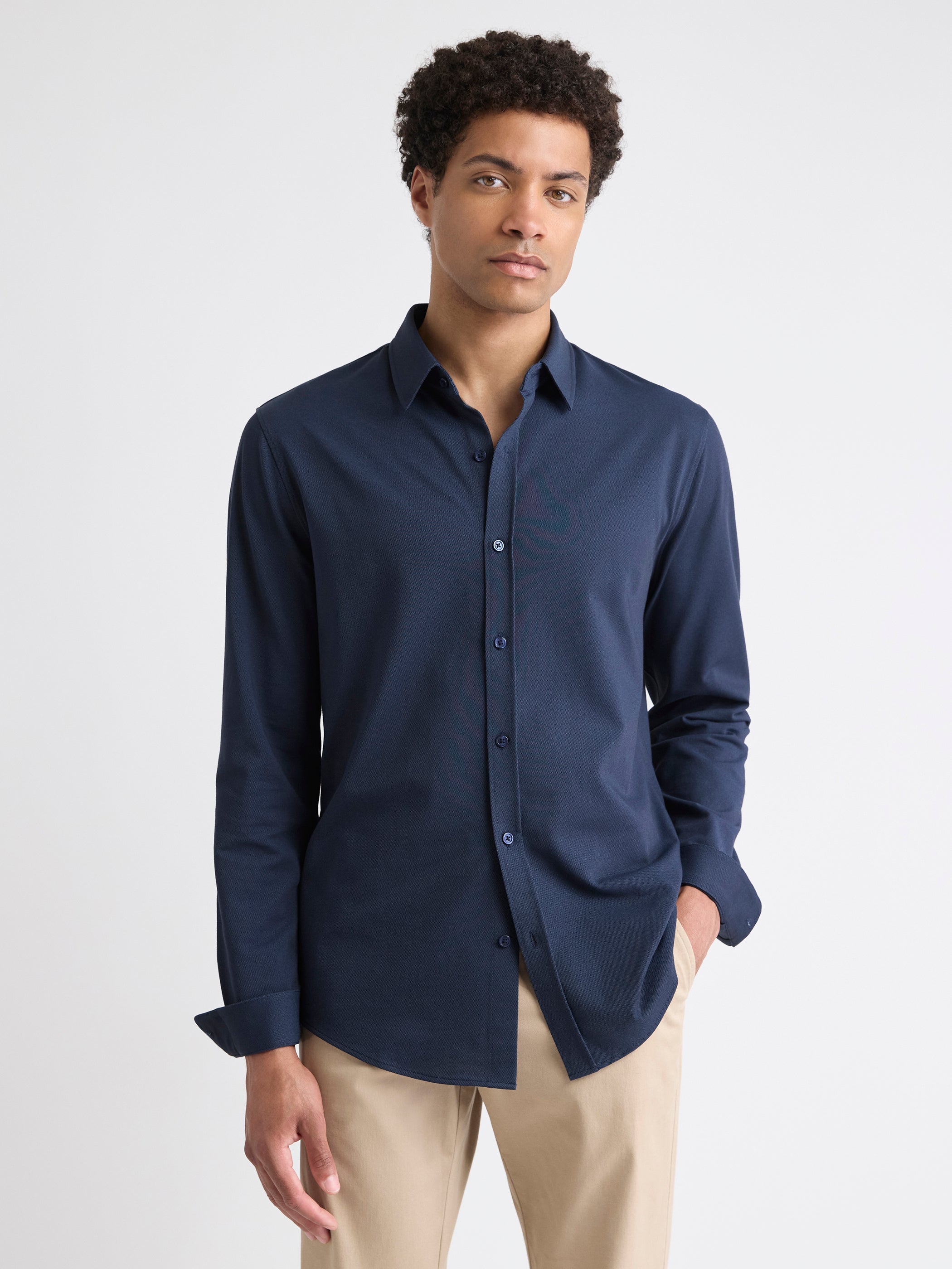 Long-Sleeve Piqué-Knit Shirt rw&co On Sale