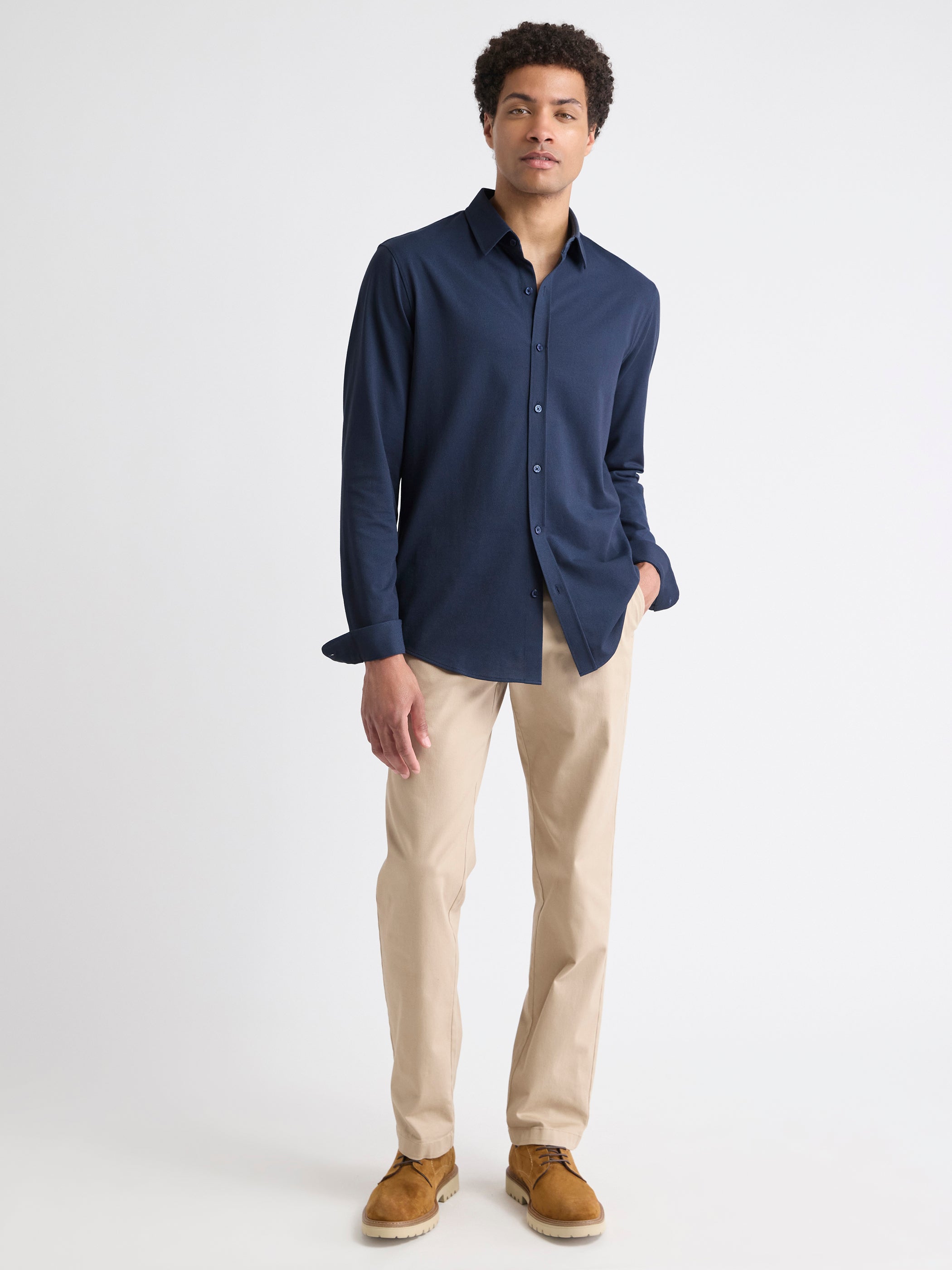 Long-Sleeve Piqué-Knit Shirt rw&co On Sale