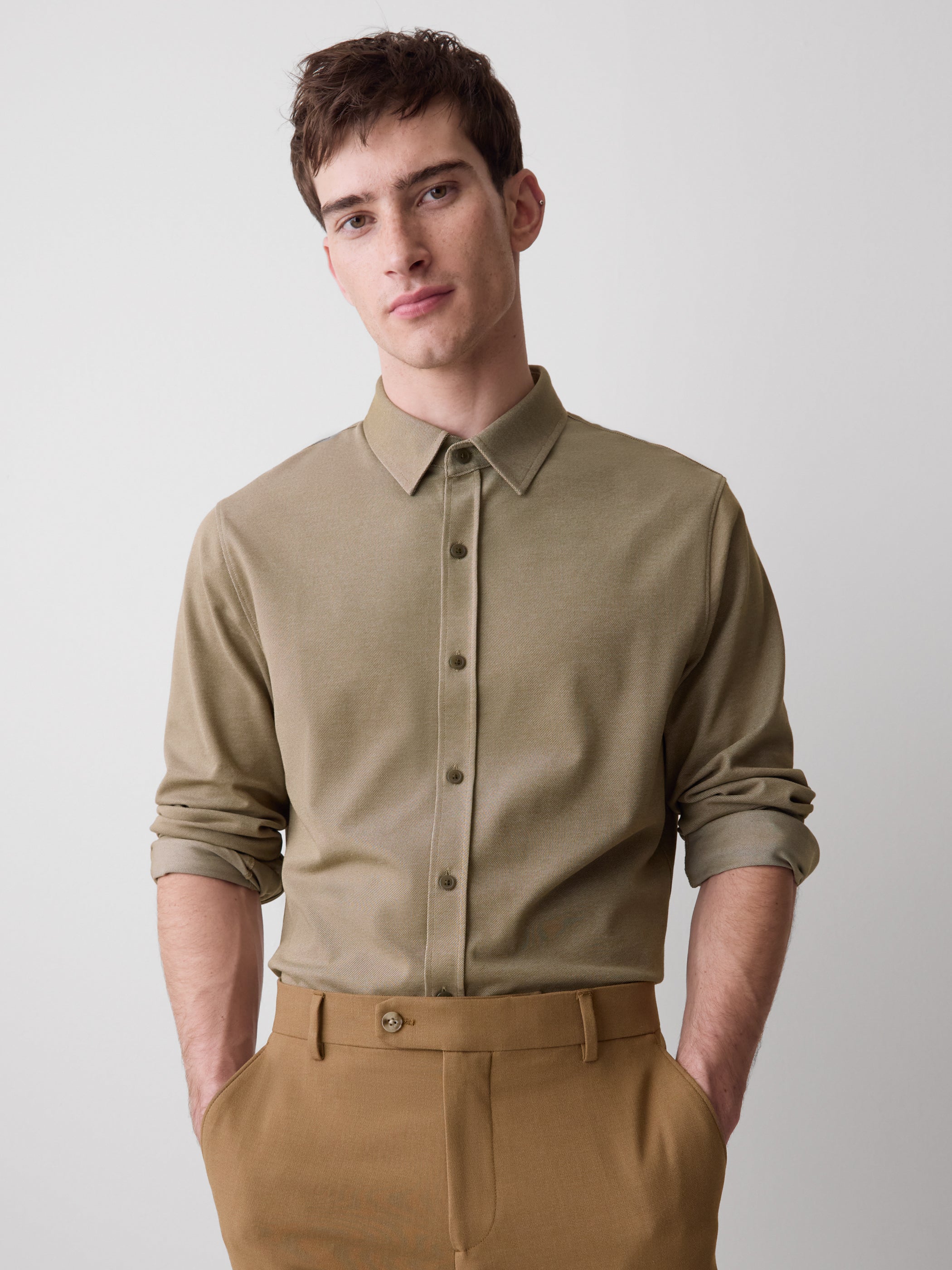 Long-Sleeve Piqué-Knit Shirt rw&co On Sale