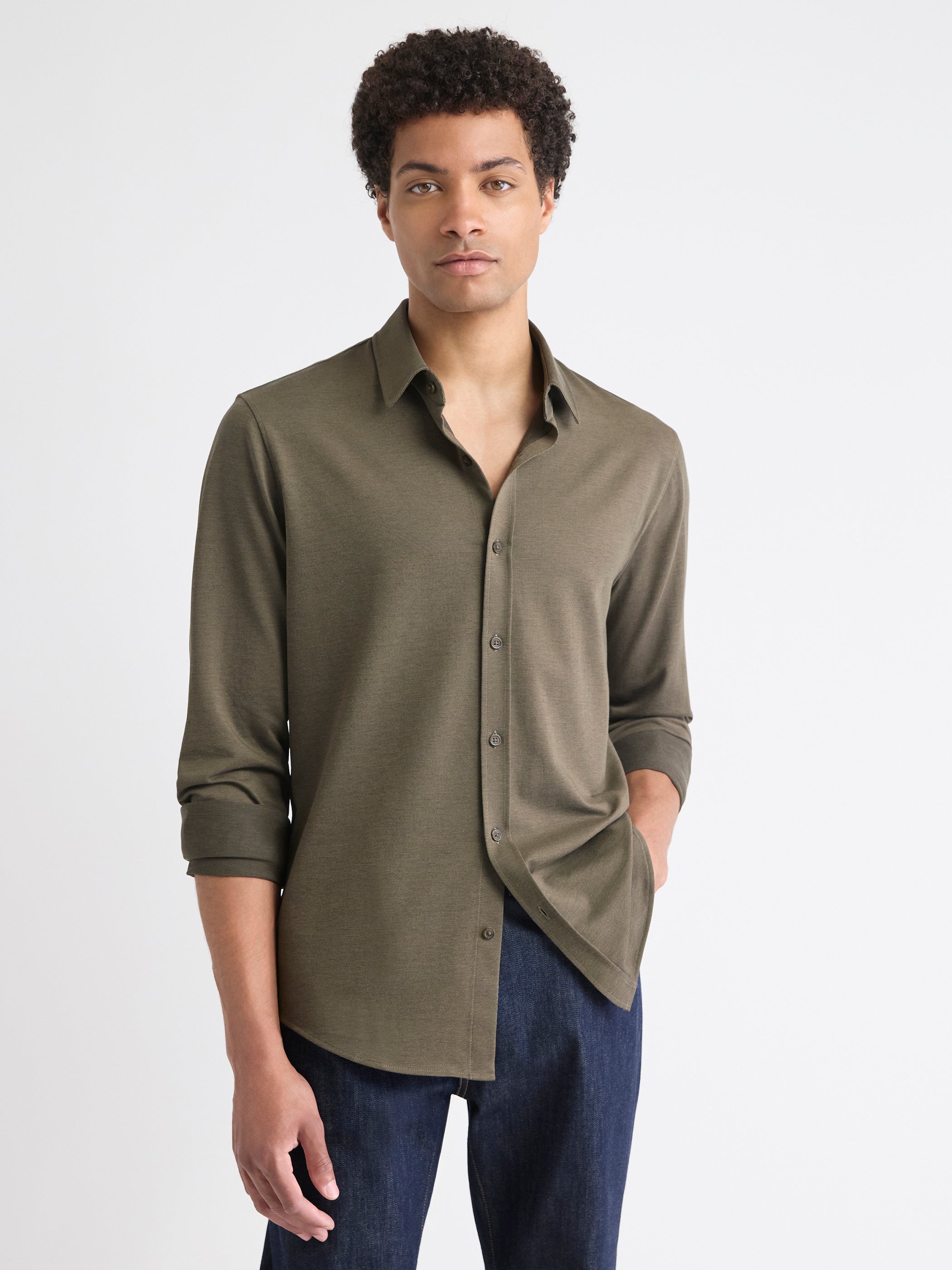 Long-Sleeve Piqué-Knit Shirt rw&co On Sale