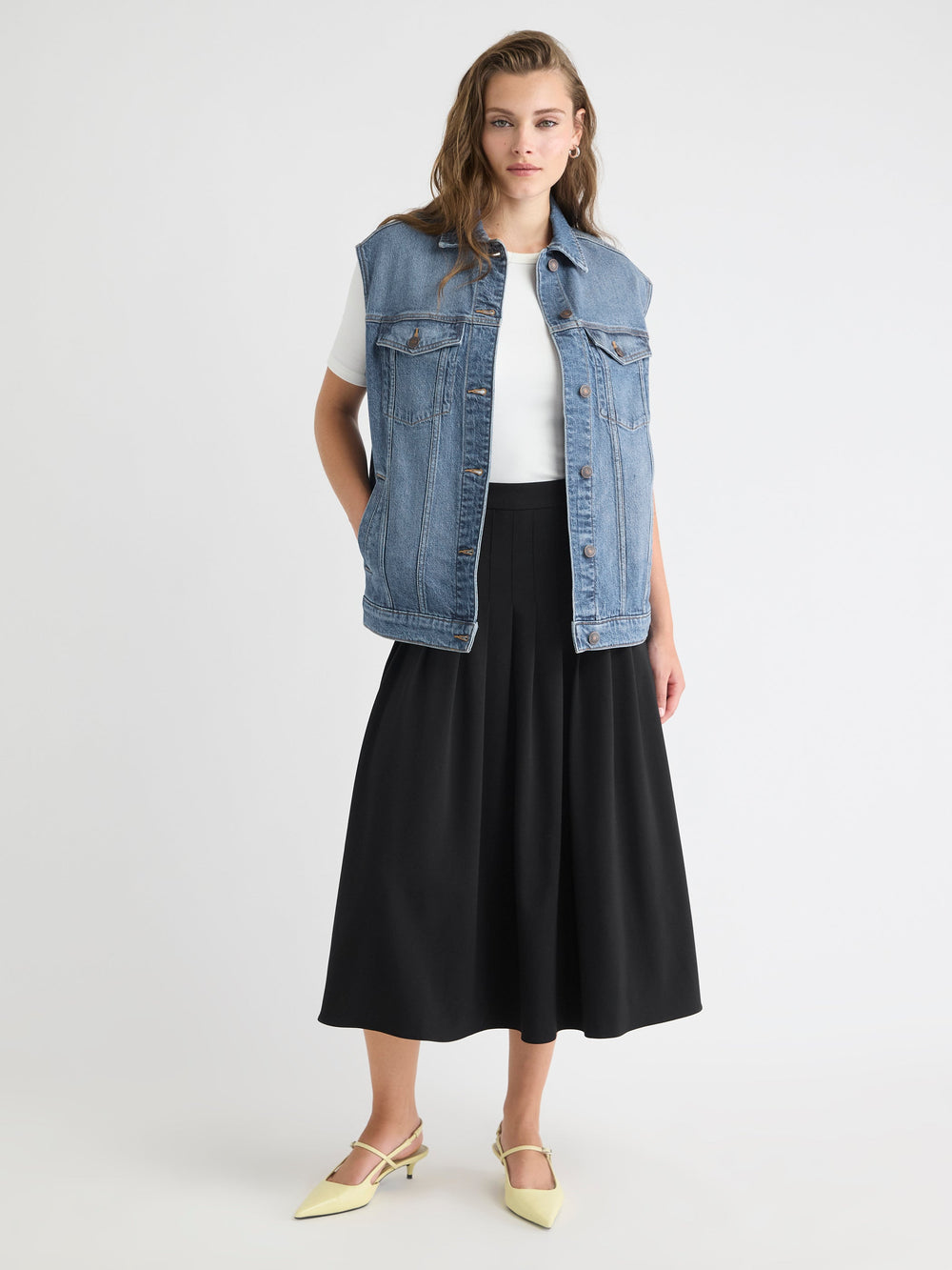 Oversized Sleeveless Denim Jacket rw&co Limited Time Discount