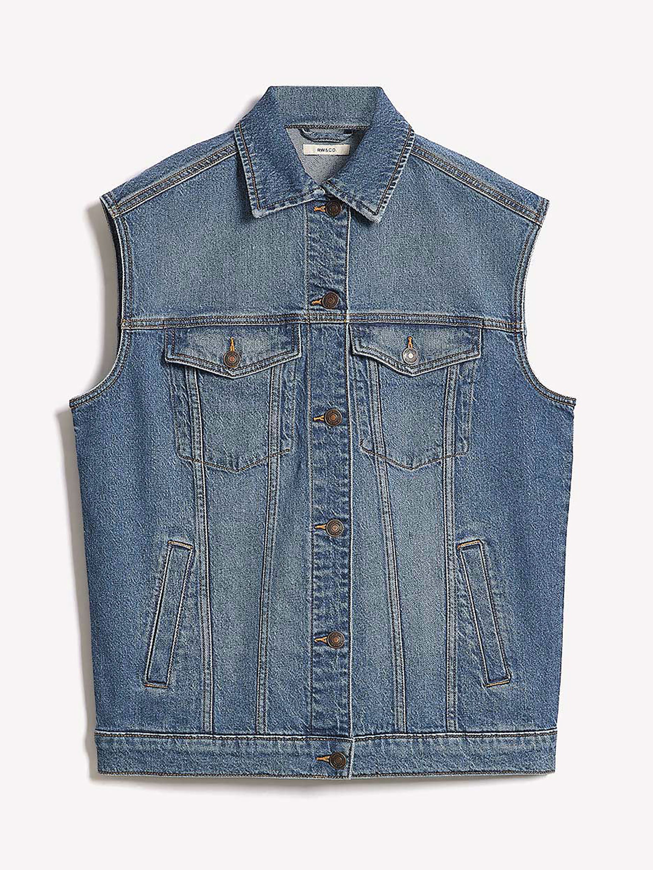Oversized Sleeveless Denim Jacket rw&co Limited Time Discount