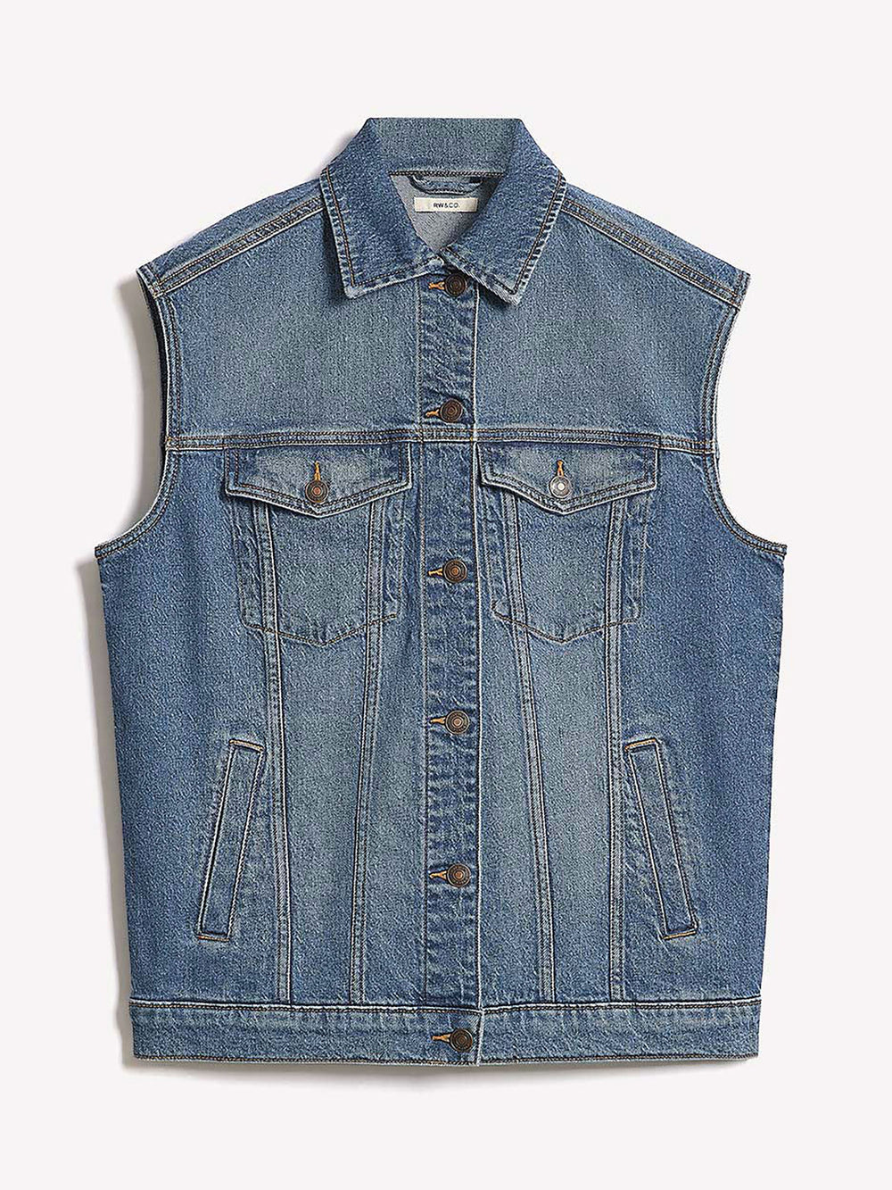 Oversized Sleeveless Denim Jacket rw&co Limited Time Discount