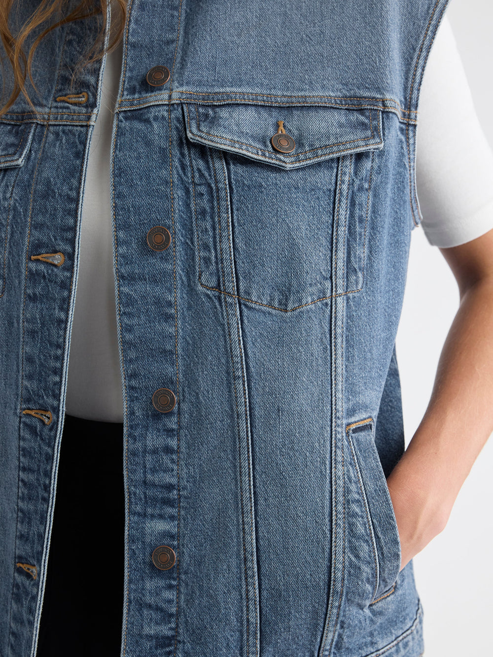 Oversized Sleeveless Denim Jacket rw&co Limited Time Discount