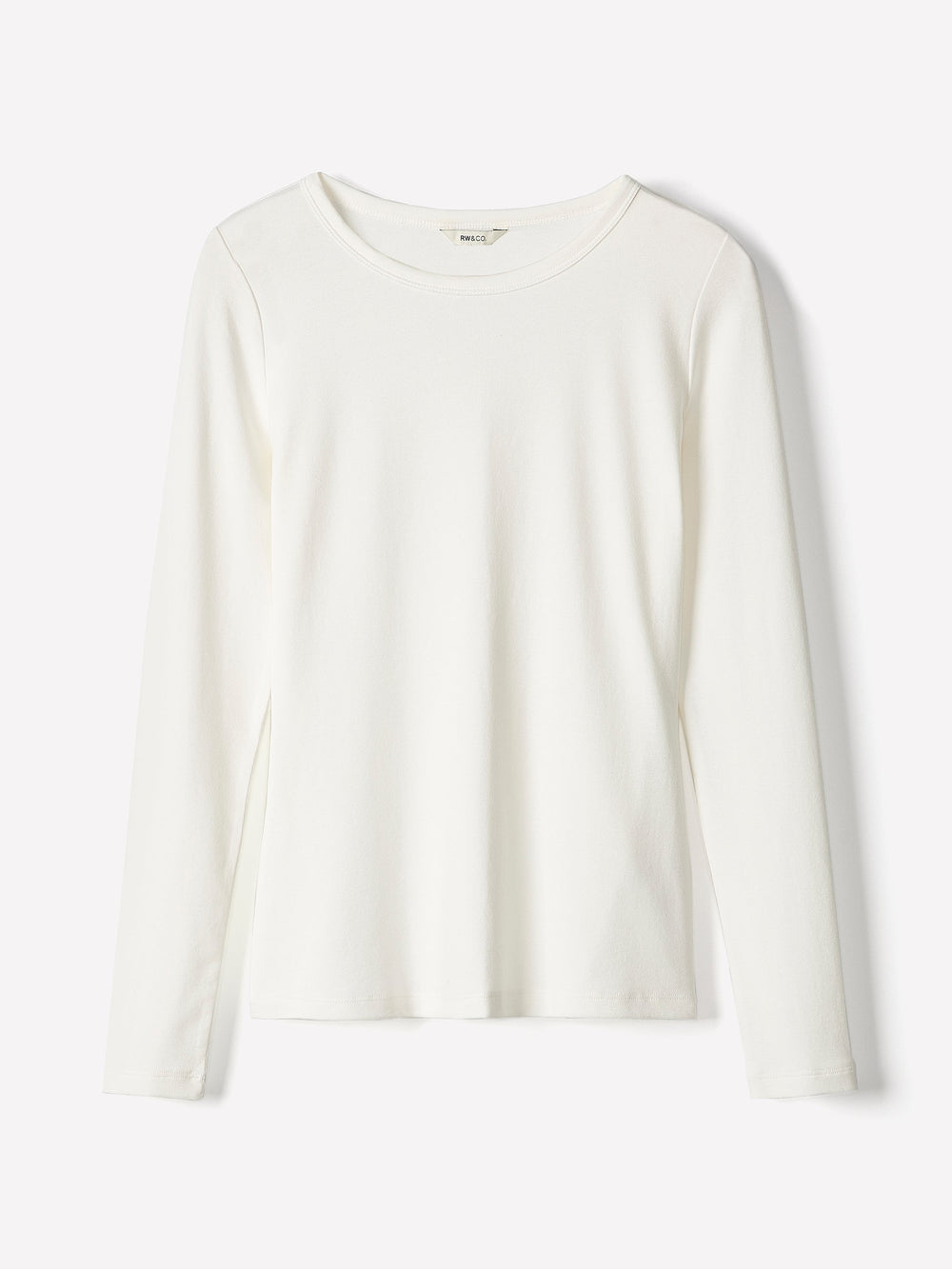 Luxe Knit Long-Sleeve Crew-Neck Fitted Ribbed Tee rw&co Exclusive Sale Price