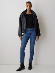 Luxe Knit Long-Sleeve Crew-Neck Fitted Ribbed Tee rw&co Exclusive Sale Price