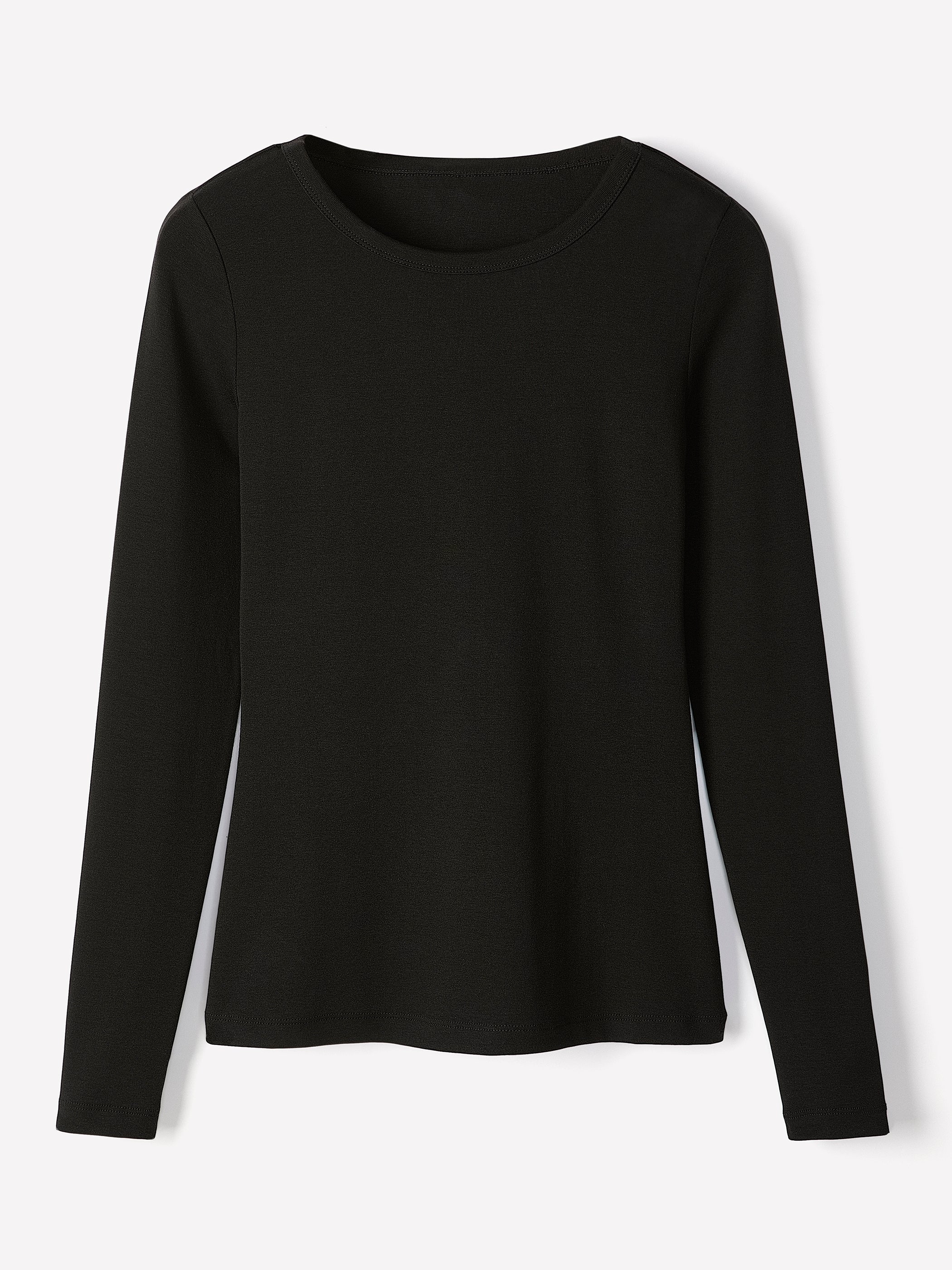 Luxe Knit Long-Sleeve Crew-Neck Fitted Ribbed Tee rw&co Exclusive Sale Price