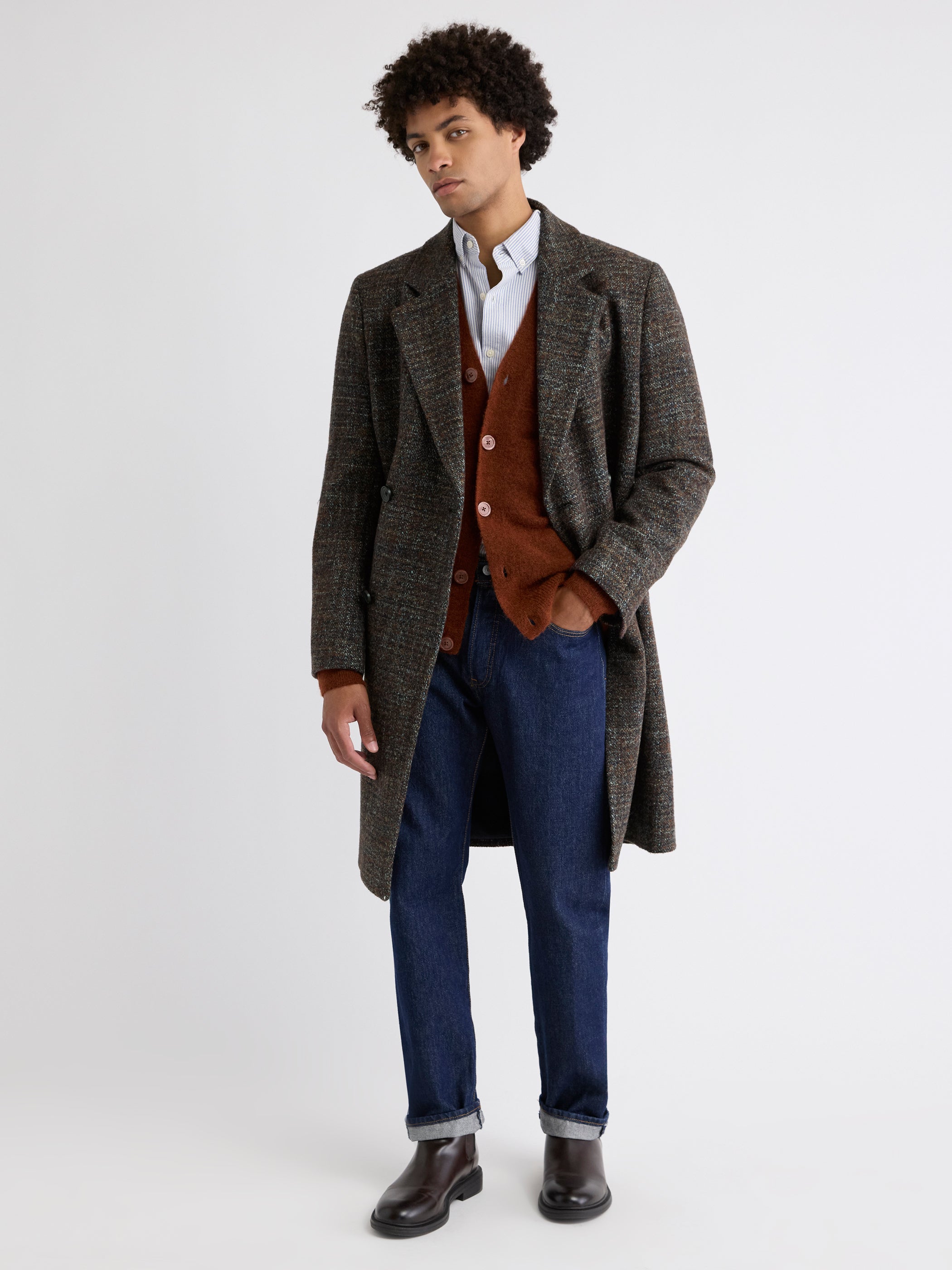 Classic Double-Breasted Bouclé Coat rw&co Special Promo Price