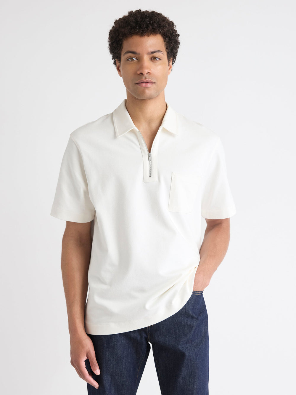 Oversized Short-Sleeve Quarter-Zip Polo rw&co Special Offer