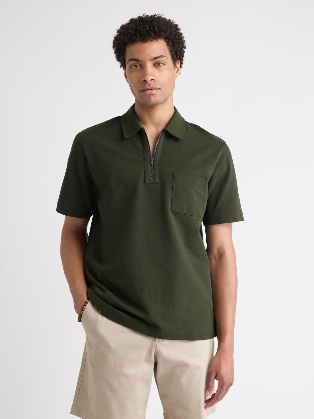 Oversized Short-Sleeve Quarter-Zip Polo rw&co Special Offer
