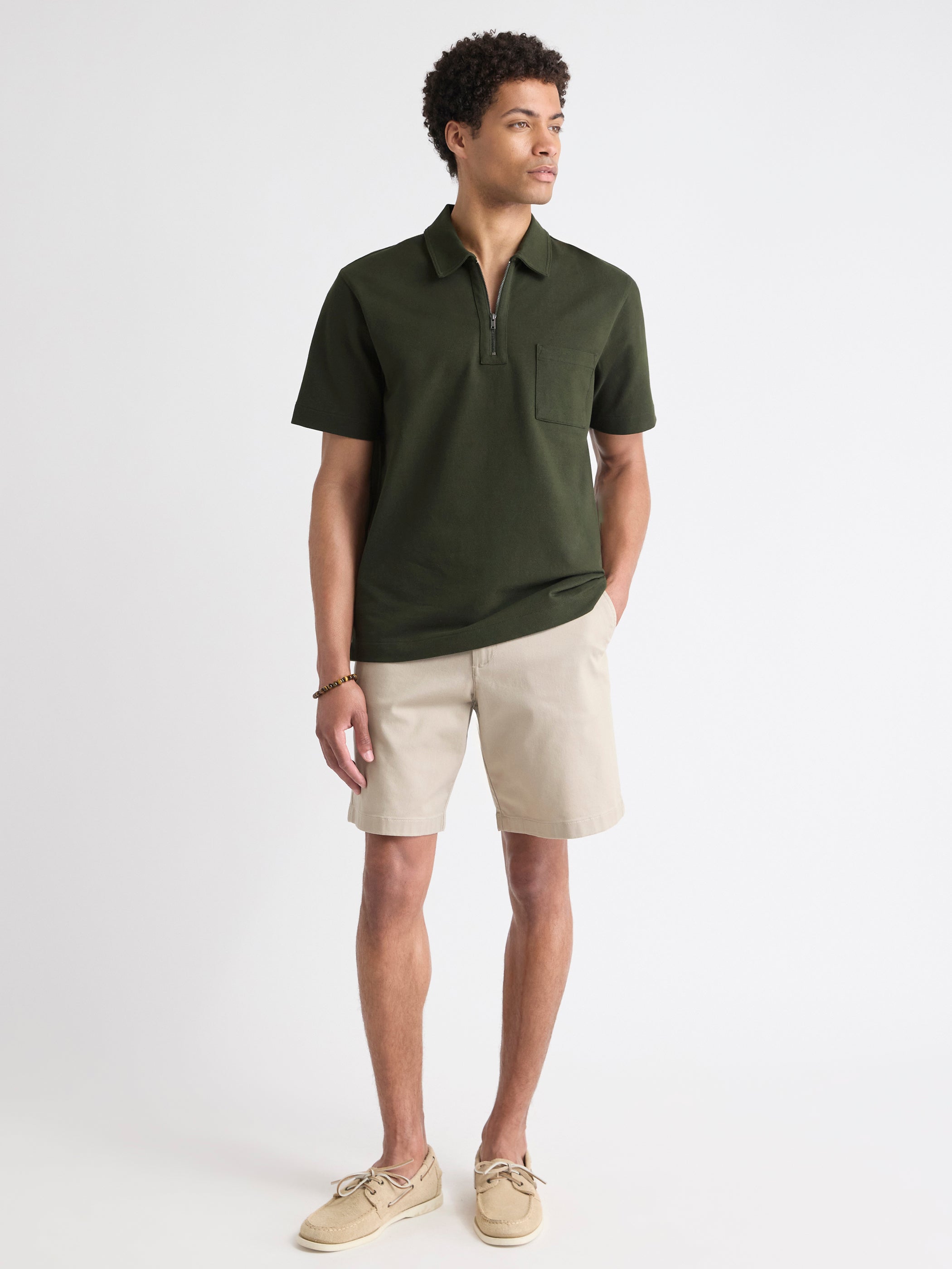 Oversized Short-Sleeve Quarter-Zip Polo rw&co Special Offer