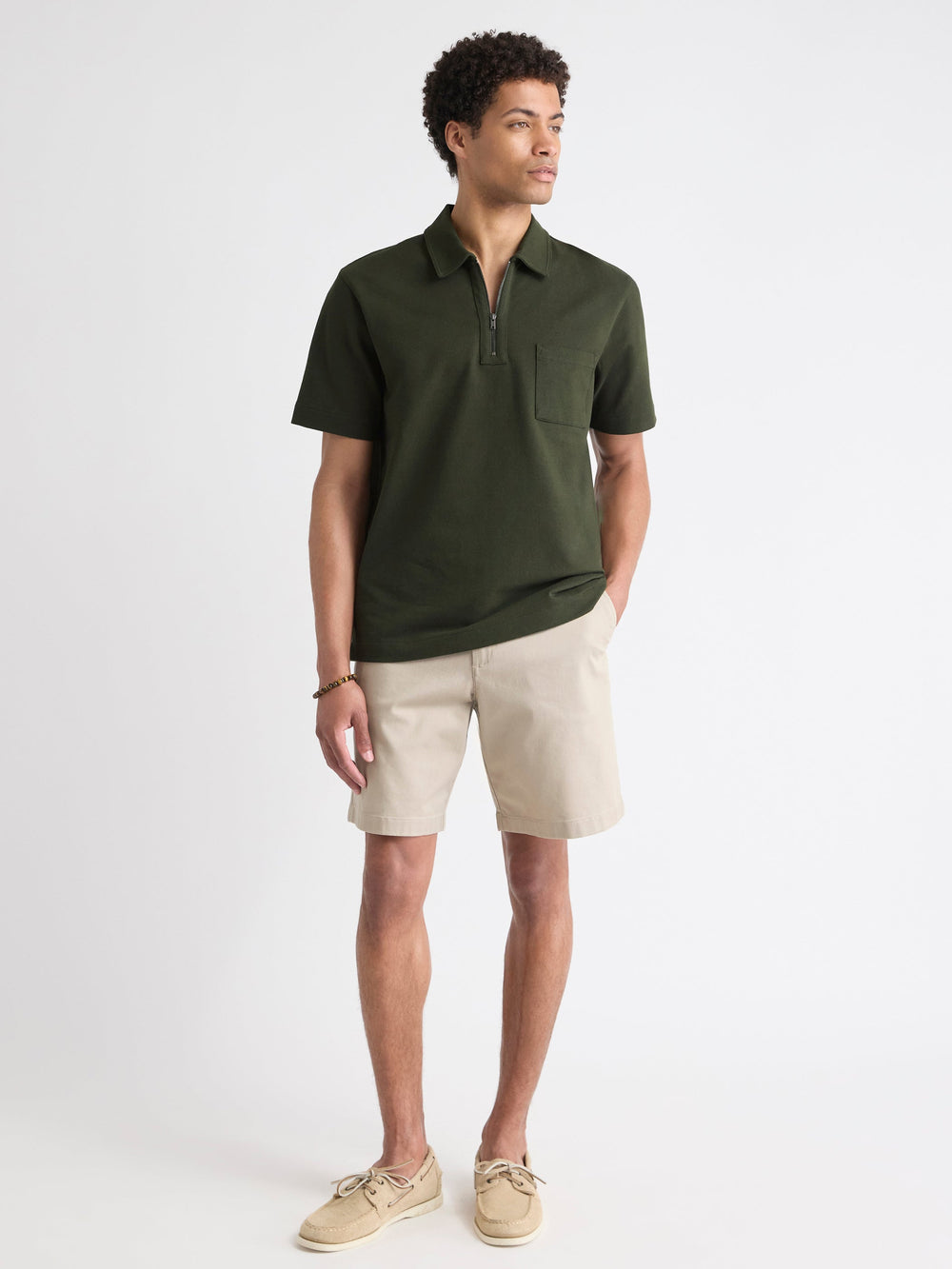 Oversized Short-Sleeve Quarter-Zip Polo rw&co Special Offer