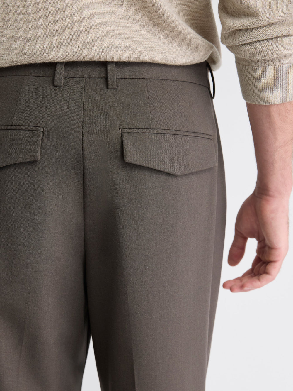 Wool-Blend Tapered-Leg Pleated Dress Pant rw&co Limited Time Discount