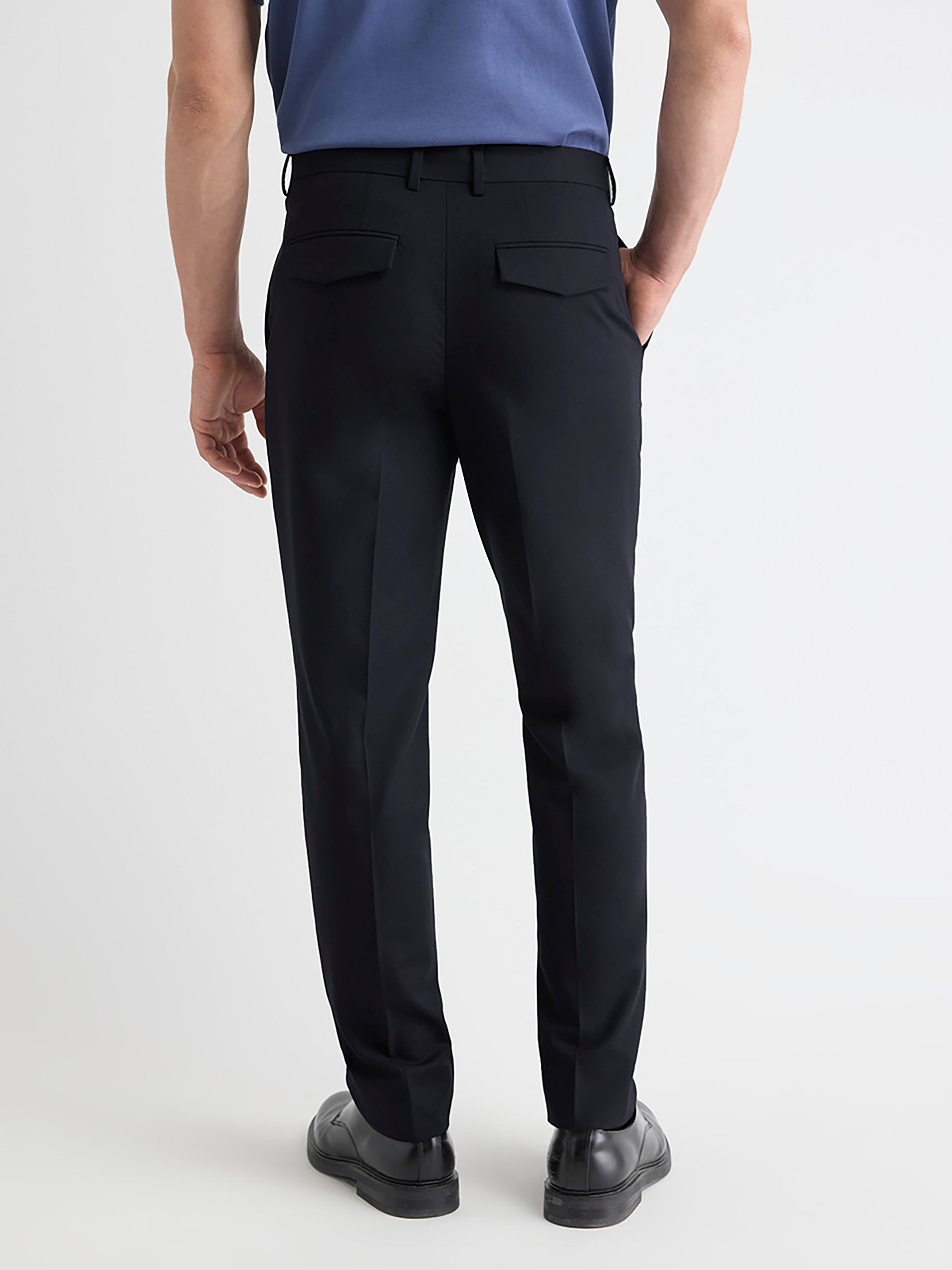 Wool-Blend Tapered-Leg Pleated Dress Pant rw&co Limited Time Discount