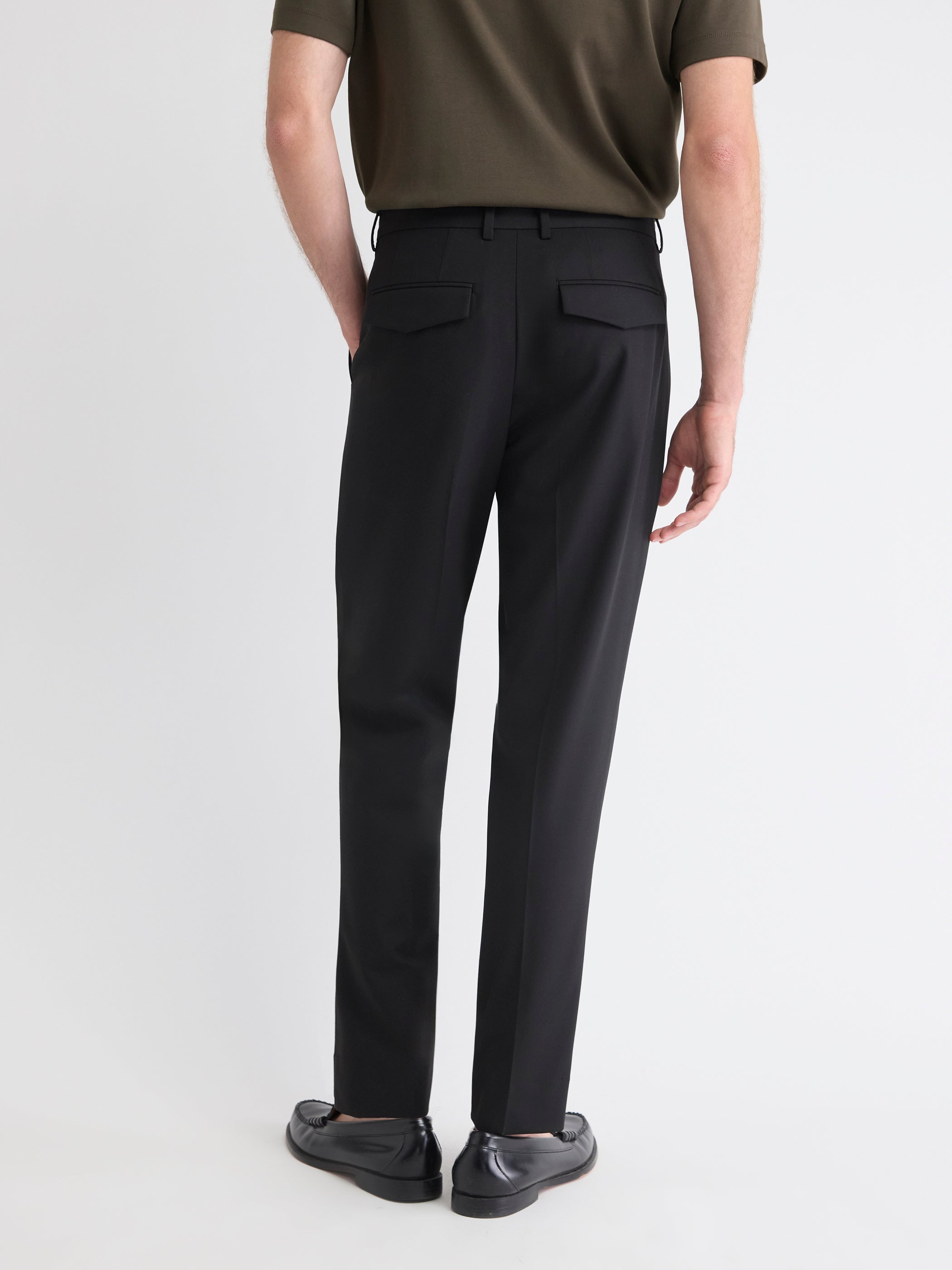 Wool-Blend Tapered-Leg Pleated Dress Pant rw&co Limited Time Discount