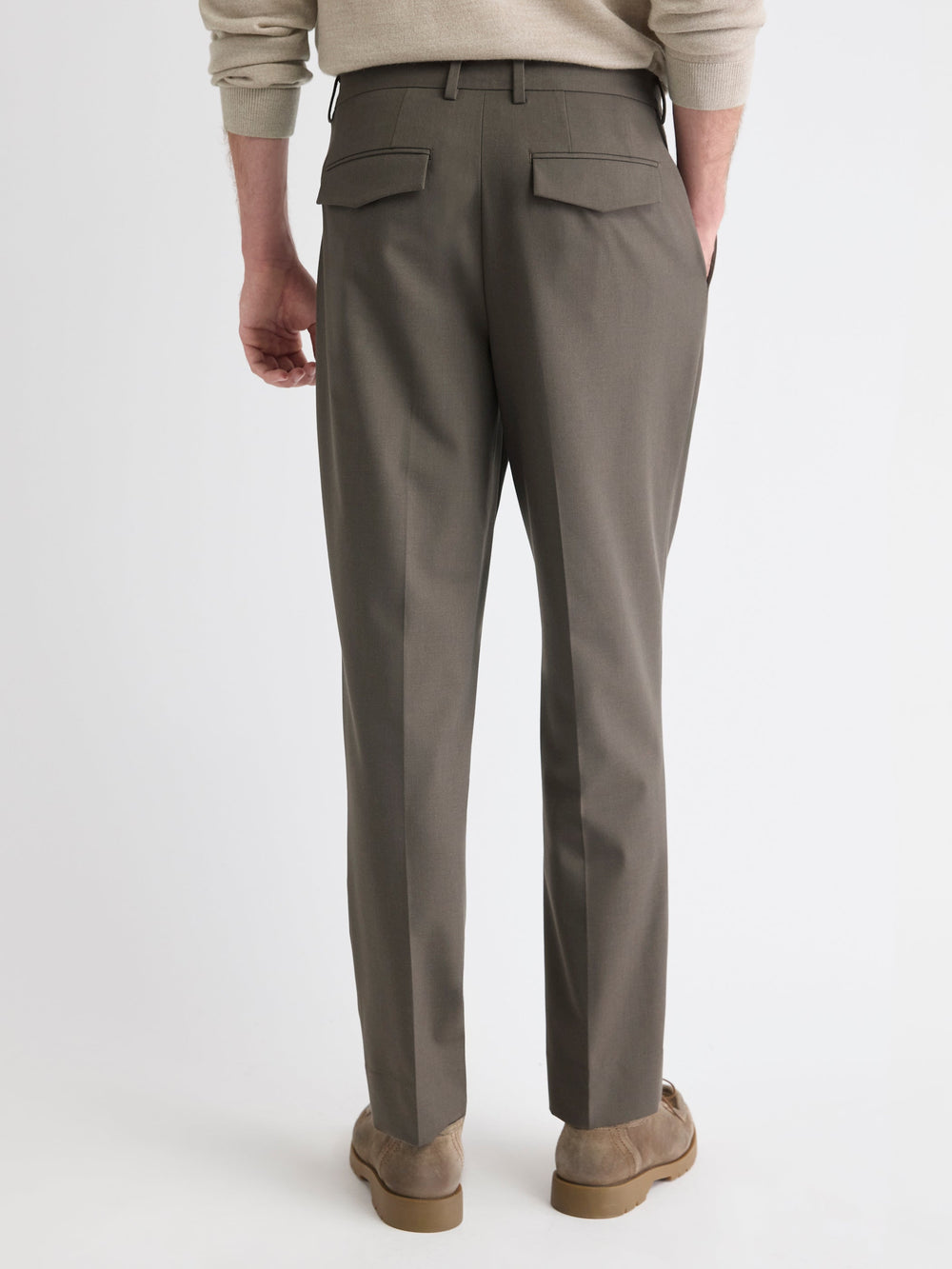 Wool-Blend Tapered-Leg Pleated Dress Pant rw&co Limited Time Discount